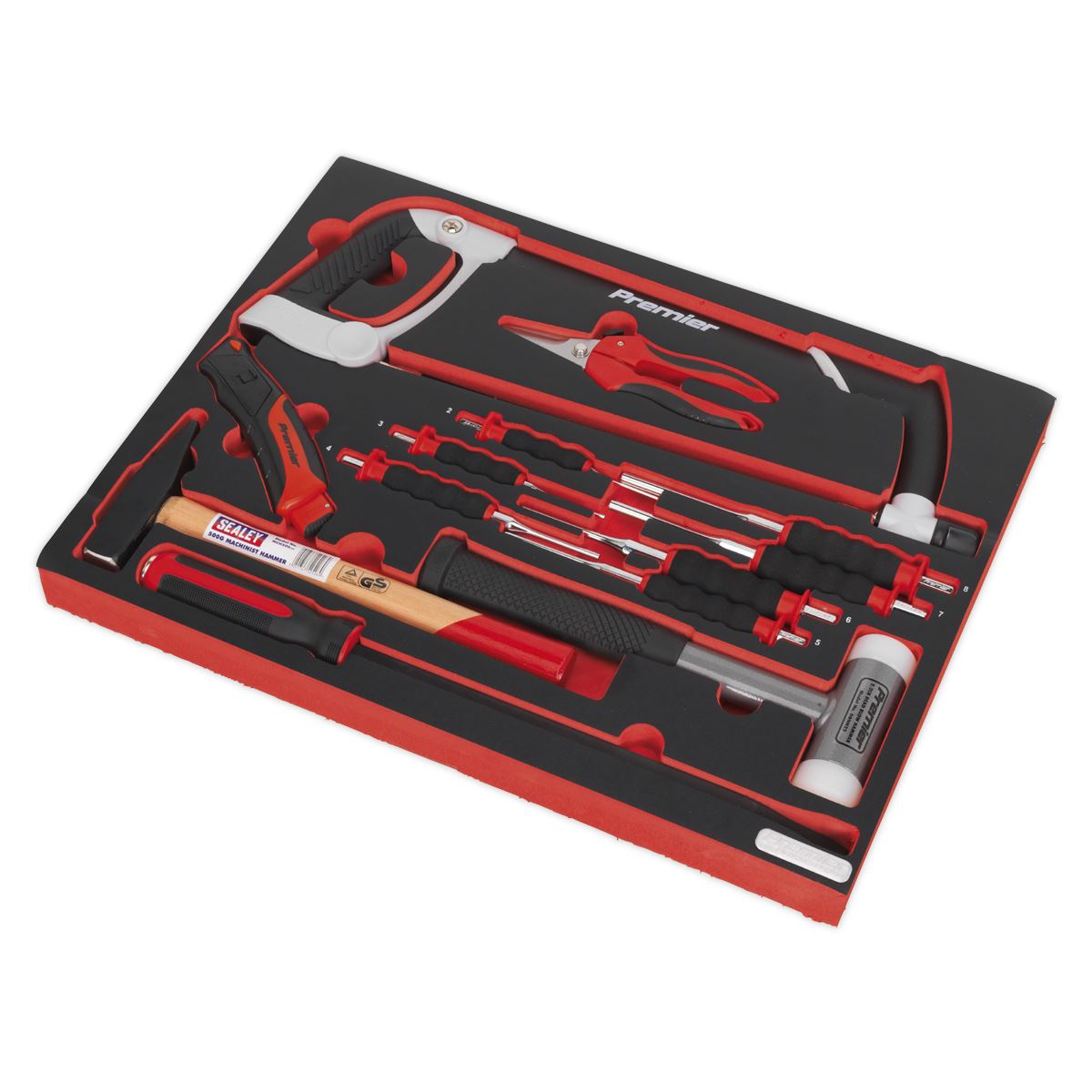 Sealey Premier Platinum Tool Tray with Hacksaw, Hammers & Punches 13pc