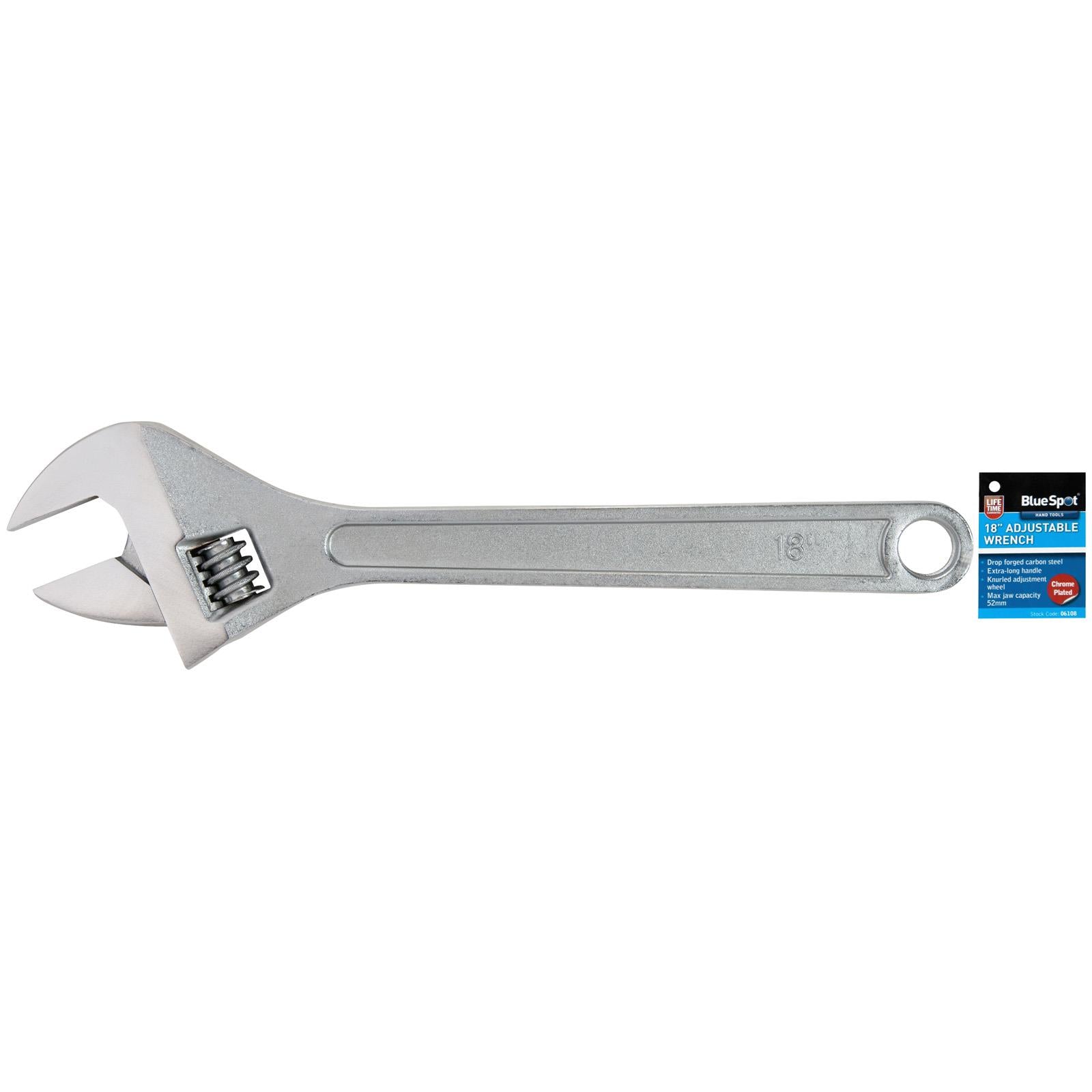 BlueSpot Adjustable Wrench 450mm 18in Jaw Capacity 52mm