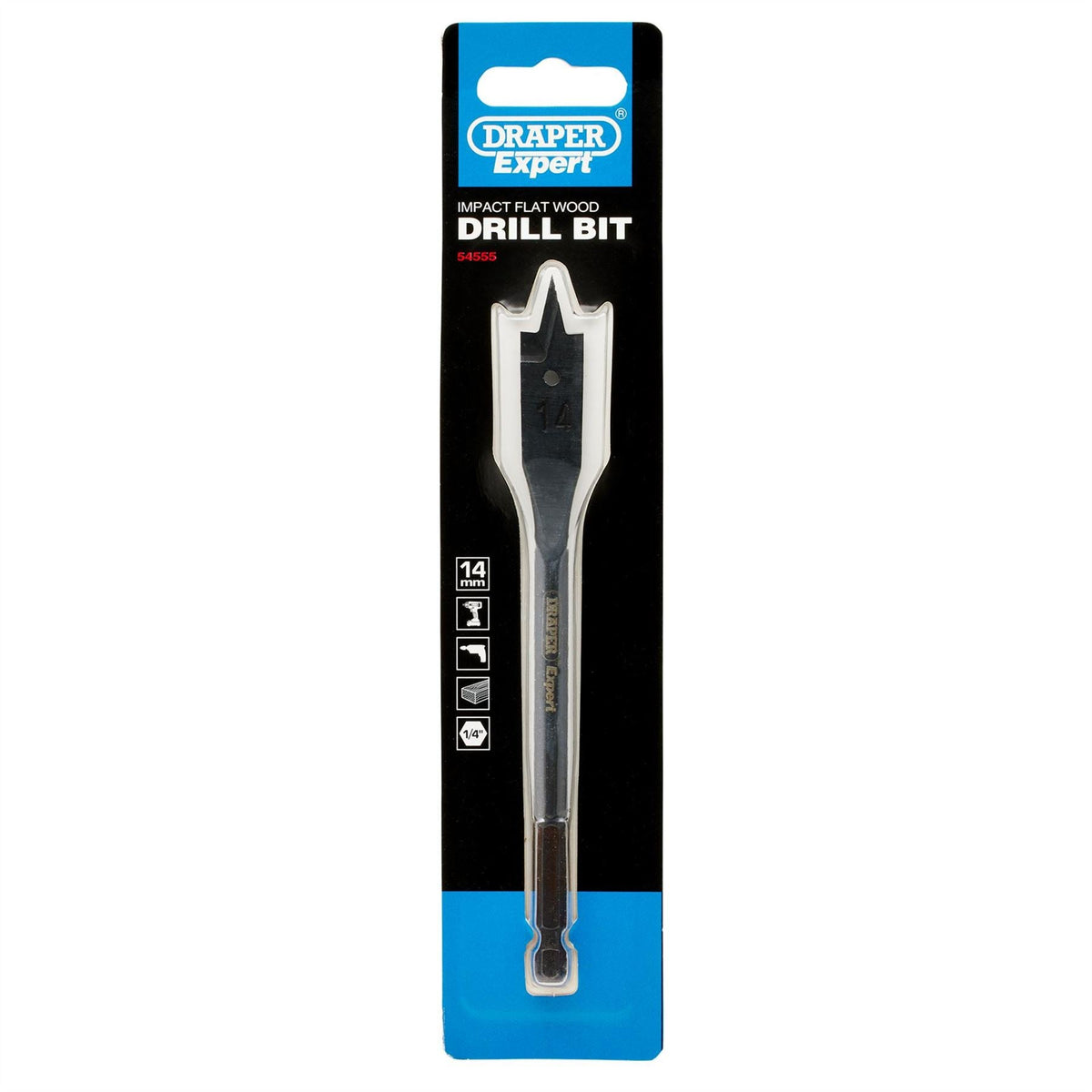 Draper Expert Flat Wood Bit 14 x 150mm 54555 White Rose Tools