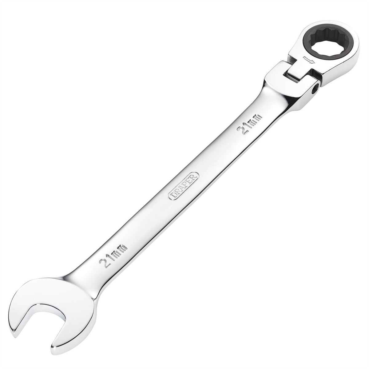 Draper HI-TORQ® Metric Flexible Head Ratcheting Combination Spanner 21mm 52022 White Rose Tools