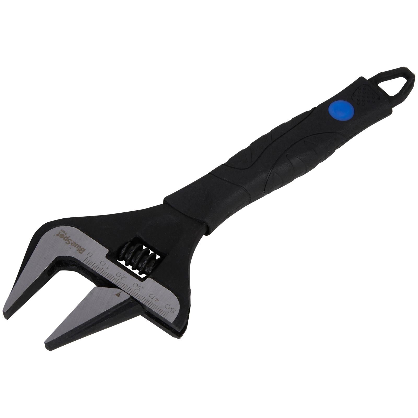 BlueSpot Adjustable Wrench Wide Jaw 250mm 10in Jaw Capacity 50mm