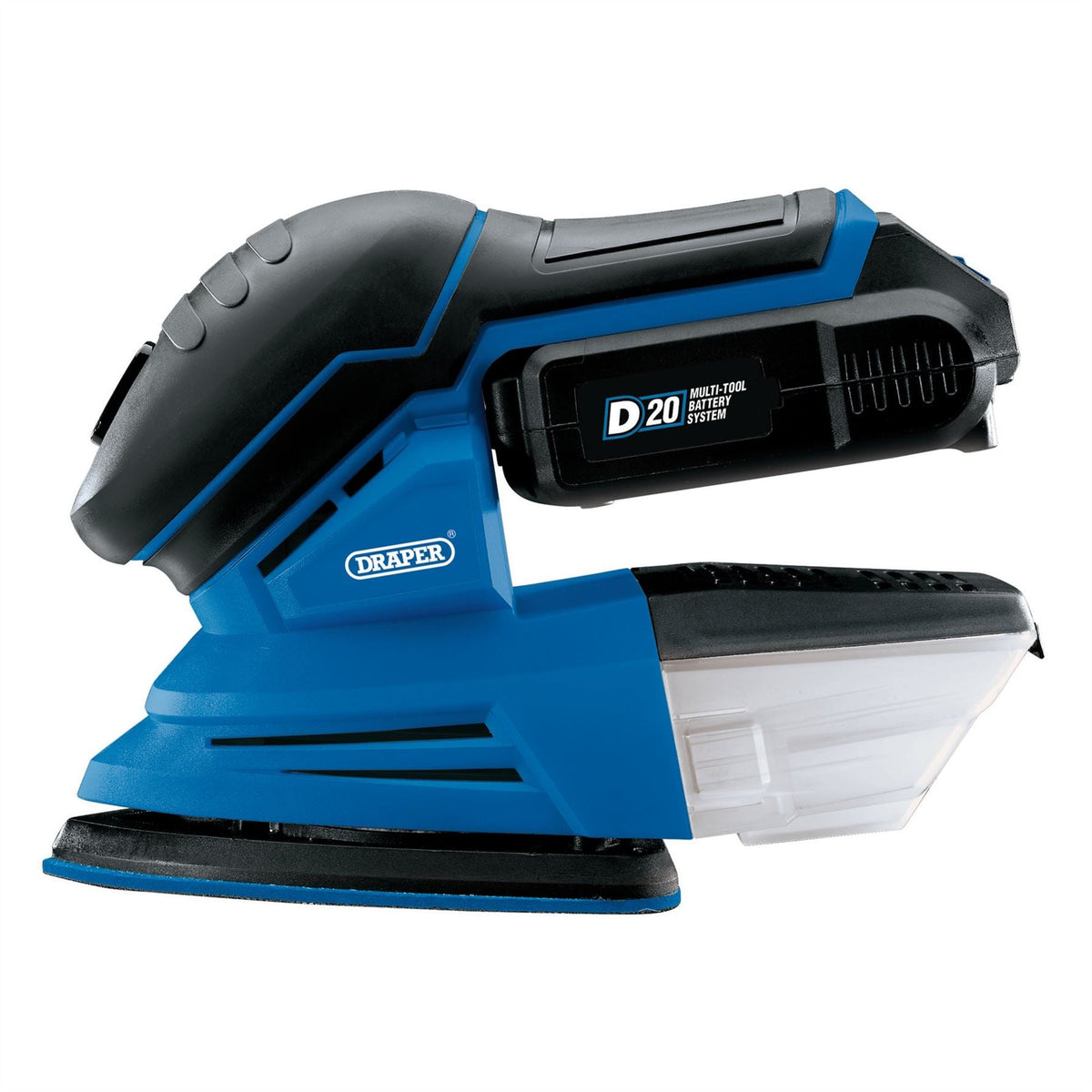 Draper D20 20V Tri-Base Detail Sander (Sold Bare) 55657 White Rose Tools