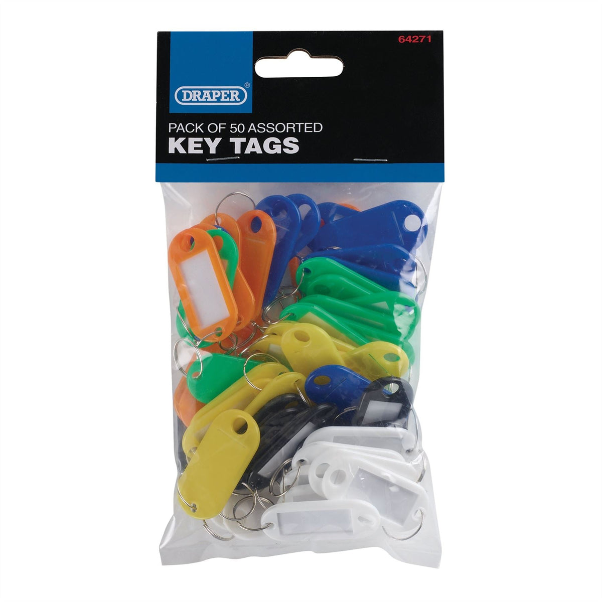 Draper Assorted Key Tags (Pack of 50) 64271 White Rose Tools