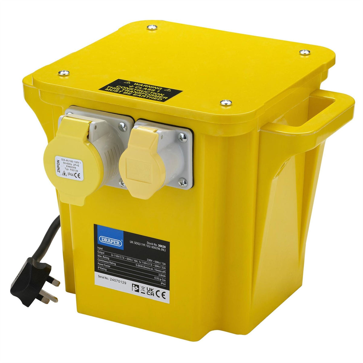 Draper 110V Portable Transformer 5.0kVA 30620 White Rose Tools