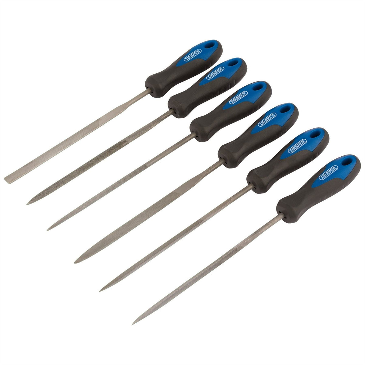 Draper Soft Grip Needle File Set 140mm (6 Piece) 83982 White Rose Tools