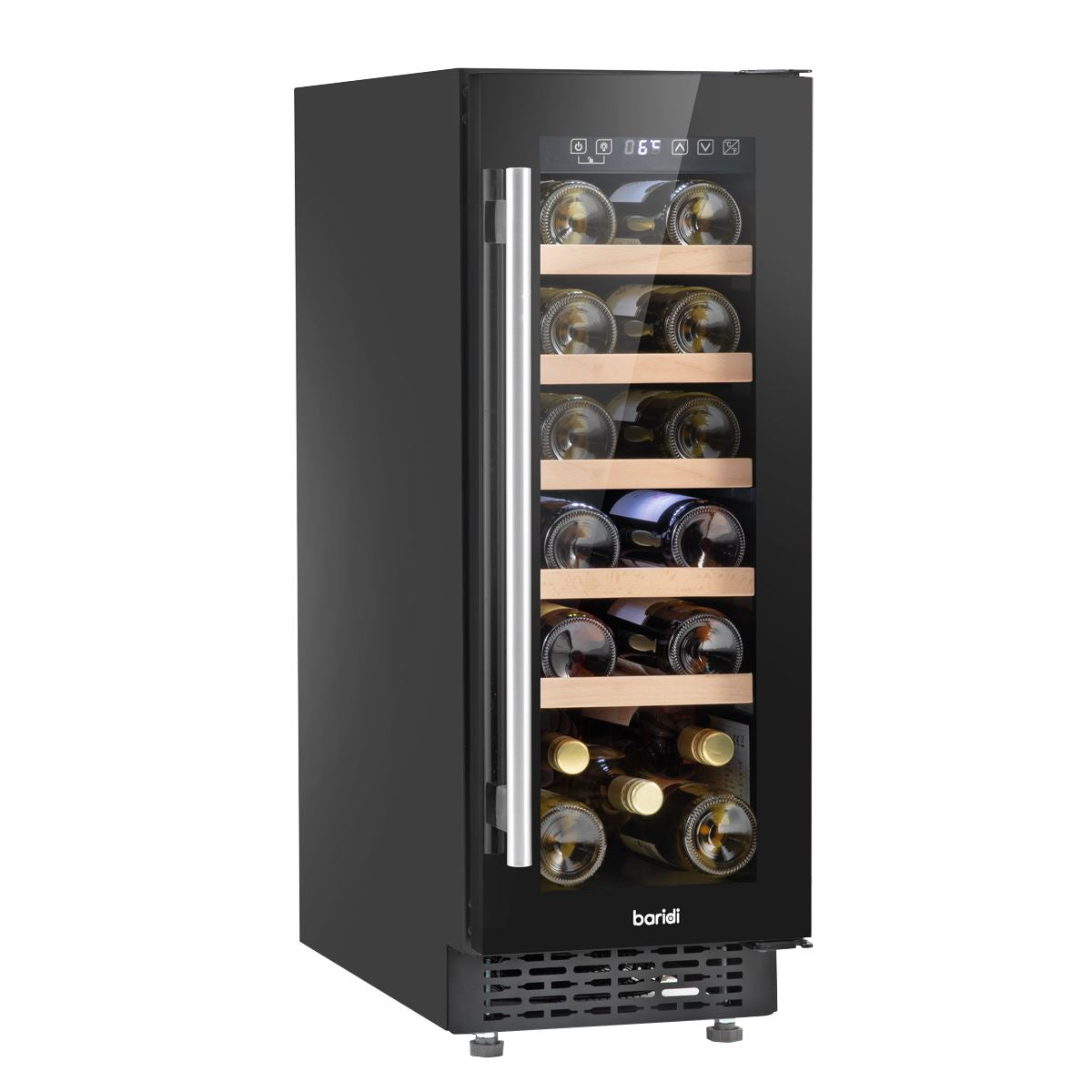 Baridi 20 Bottle Slim 30cm Built-In Wine Cooler, Touchscreen Controls, Black White Rose Tools