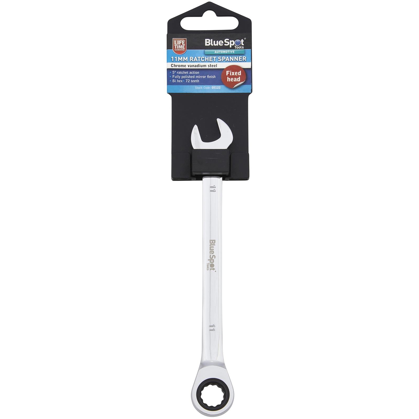 BlueSpot Ratchet Combination Spanner Fixed Head Chrome Vanadium 11mm
