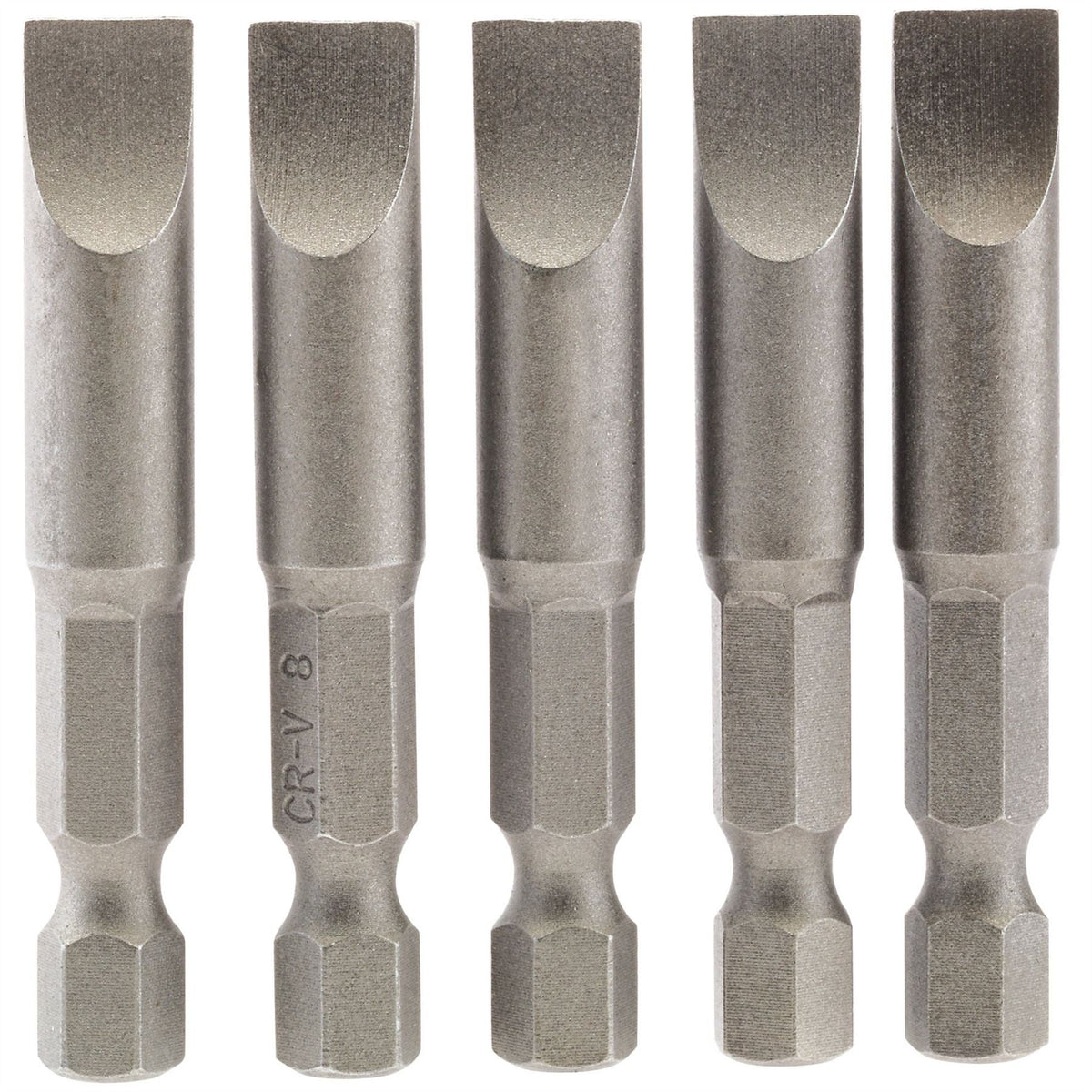 Draper Plain Slot Insert Bit 8mm 1/4" Hex 50mm Long (Pack of 5) 64280 White Rose Tools