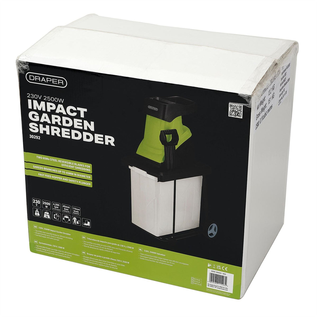 Draper 230V Impact Garden Shredder 2500W 30292 White Rose Tools