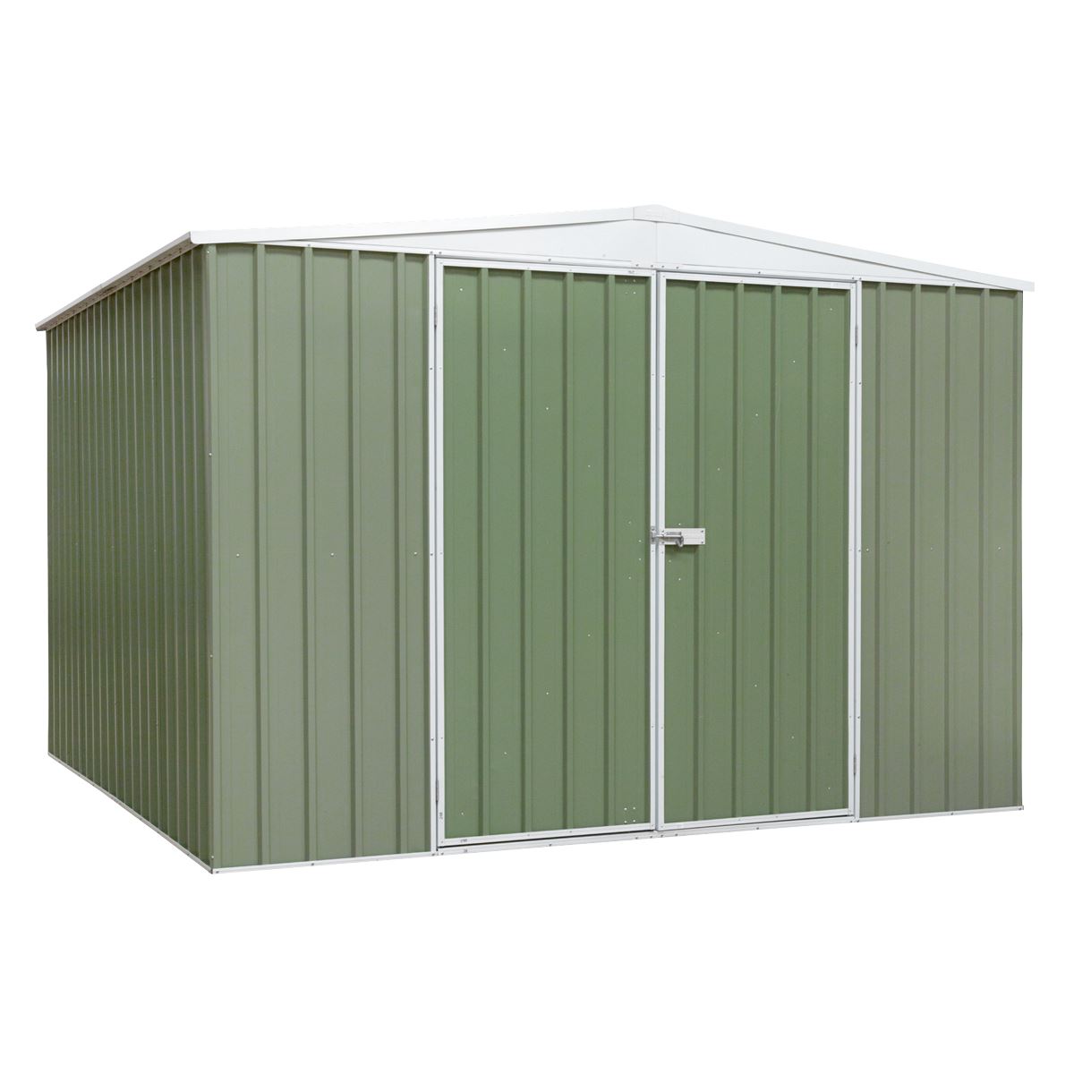 Dellonda Galvanised Steel Metal Garden/Outdoor/Storage Shed, 10FT x 10FT, Apex Style Roof - Green - DG116