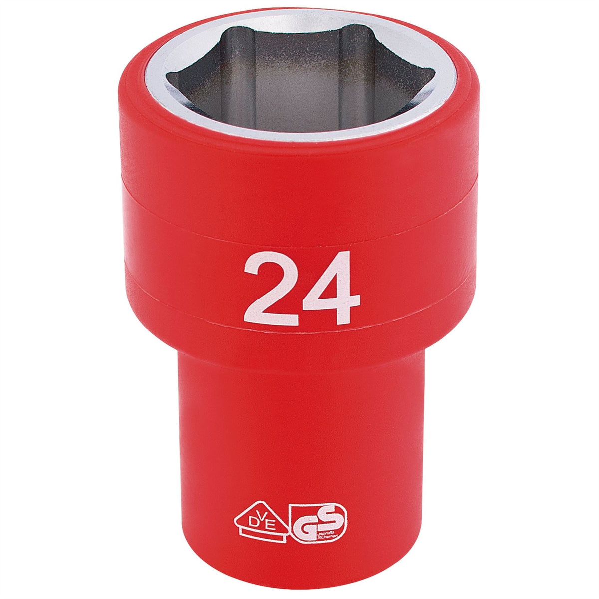 Draper Expert Fully Insulated VDE Socket 1/2" Sq. Dr. 24mm 31954 White Rose Tools