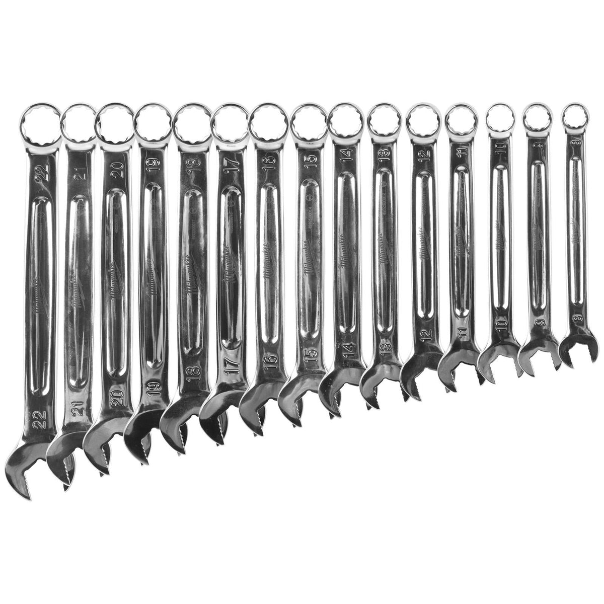 Milwaukee MAXBITE Slim Combination Spanner Set 15 Piece 8-22mm White Rose Tools