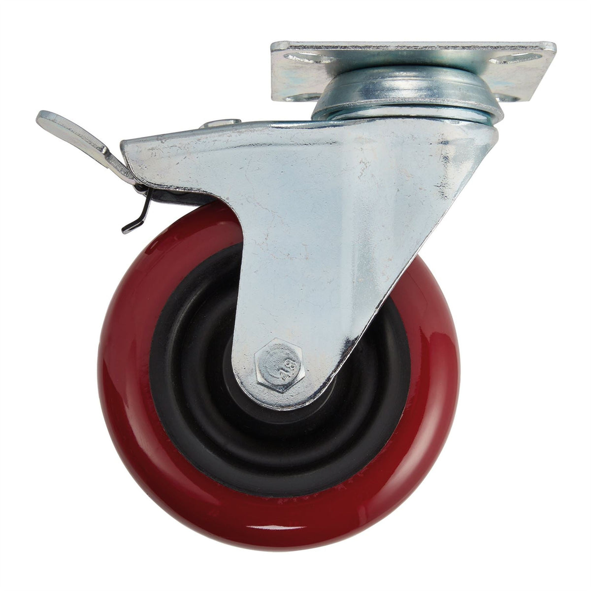 Draper Swivel Plate Fixing Polyurethane Wheel with Brake 100mm Diameter S.W.L. 125kg 65519 White Rose Tools