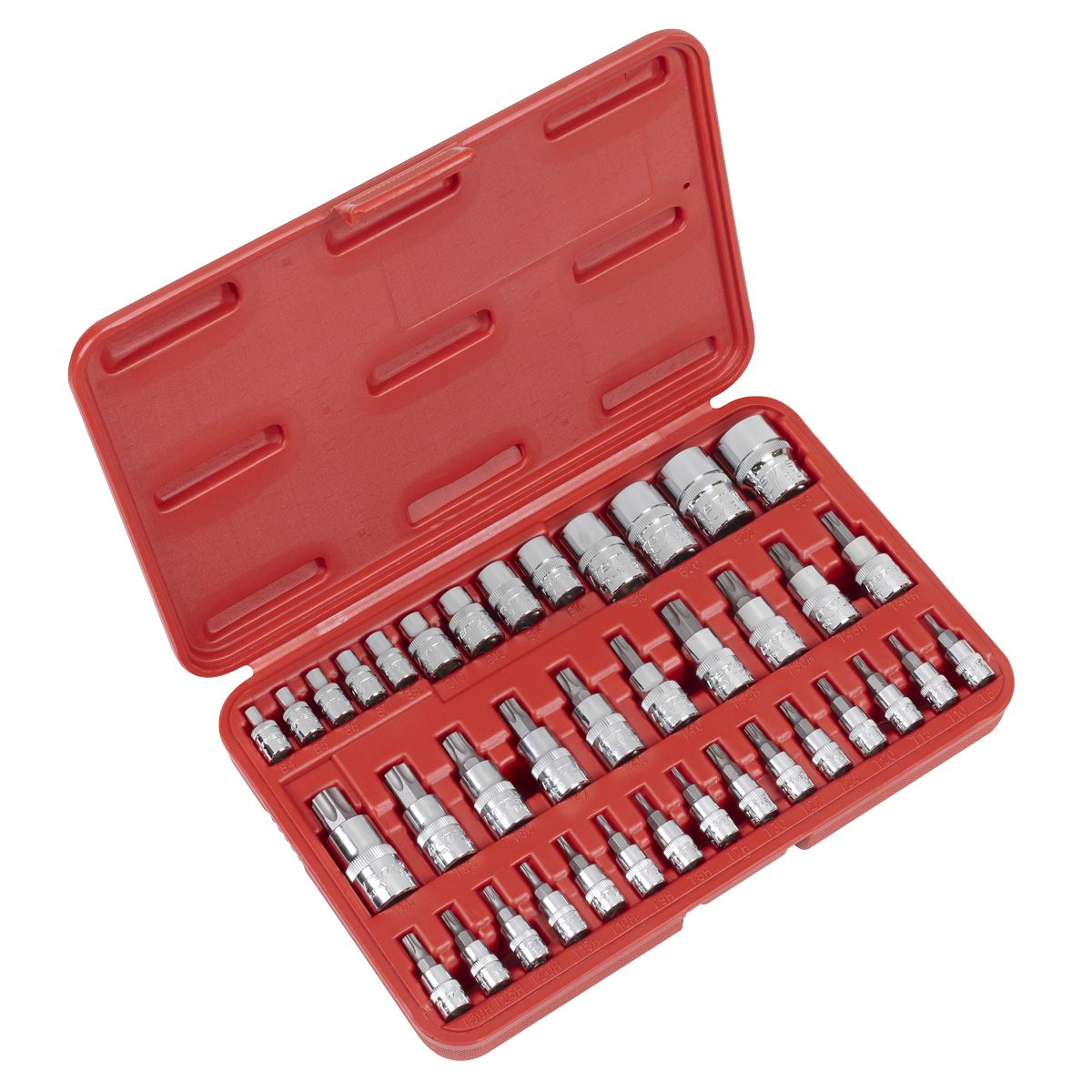 Sealey Premier TRX-Star* Socket & Security Socket Bit Set 1/4", 3/8" & 1/2"Sq Drive 38pc
