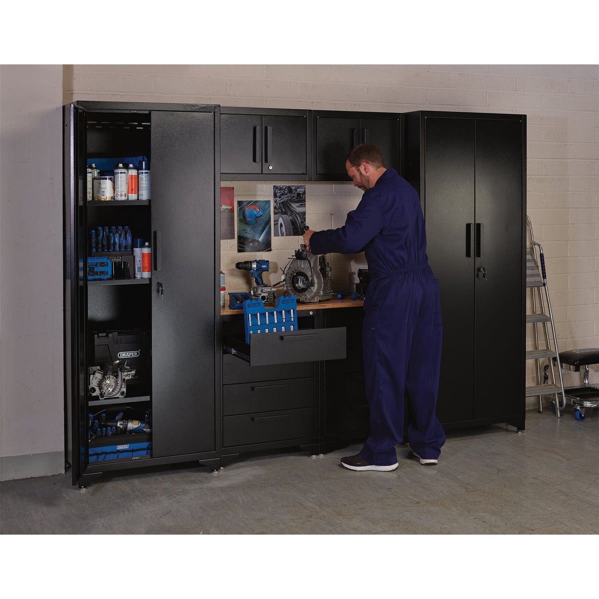 Draper Double Garage Workstation 40086 White Rose Tools