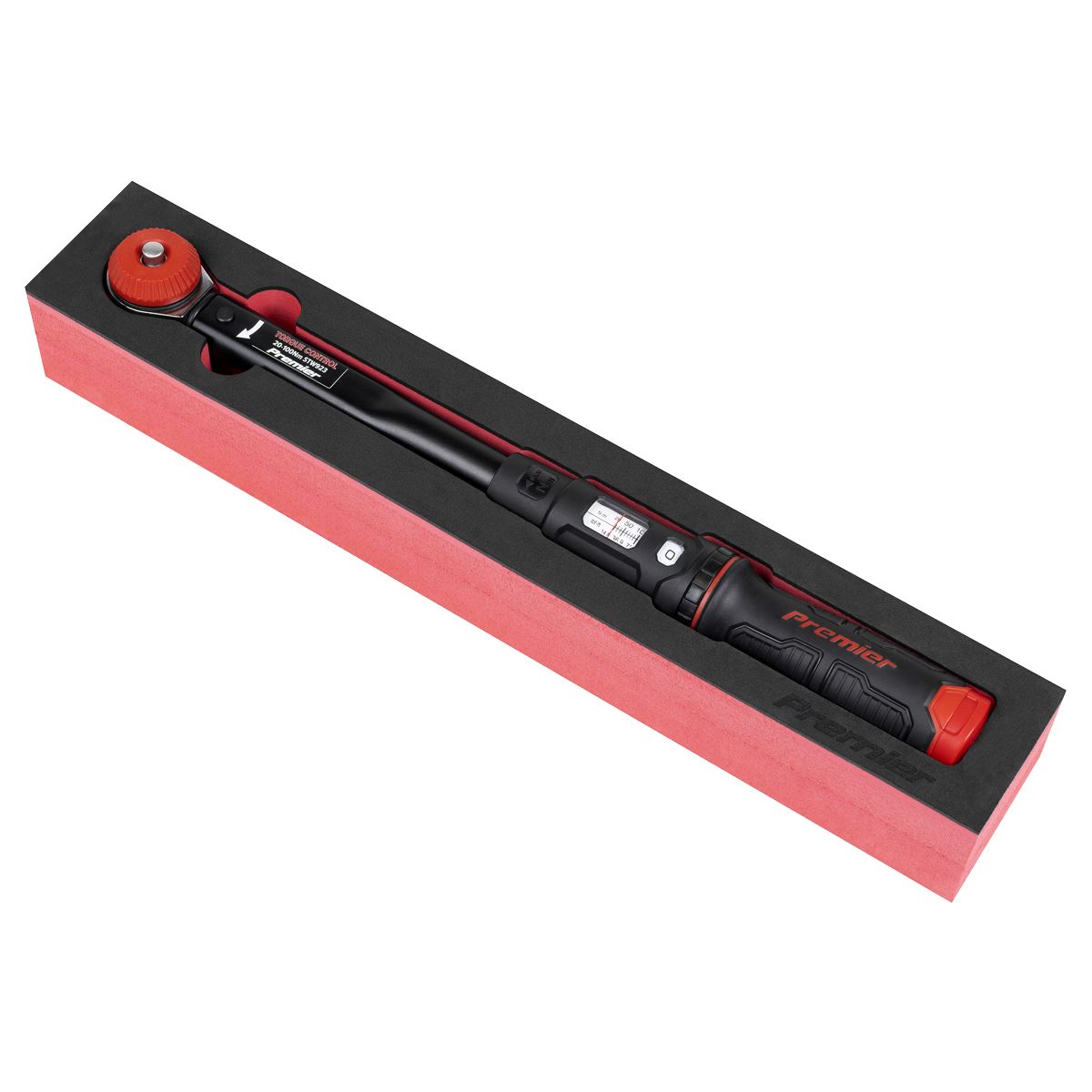 Sealey Premier Black Calibrated Micrometer Torque Wrench with 3/8"Sq Push-Through Drive 20-100Nm White Rose Tools