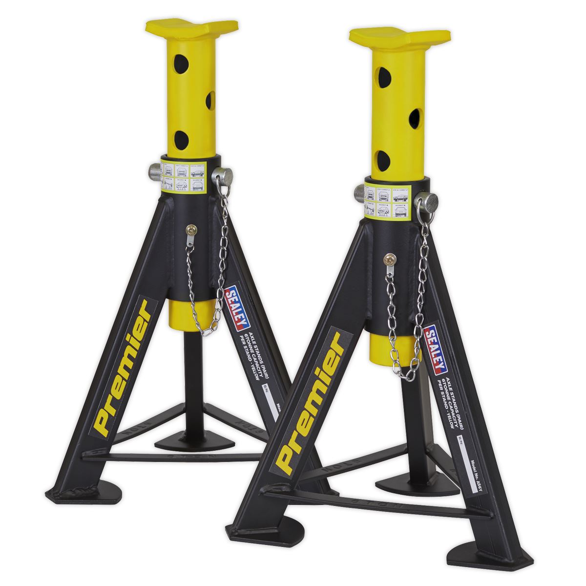 Sealey Premier Premier Axle Stands (Pair) 6 Tonne Capacity per Stand - Yellow