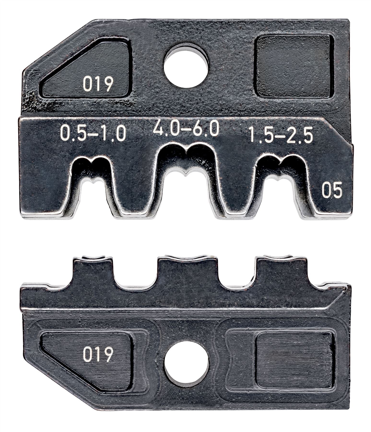 KNIPEX Die Set for Crimp System Pliers Non Insulated Open Plug Type Connectors 4.8 + 6.3mm Plug Width 97 49 05 White Rose Tools