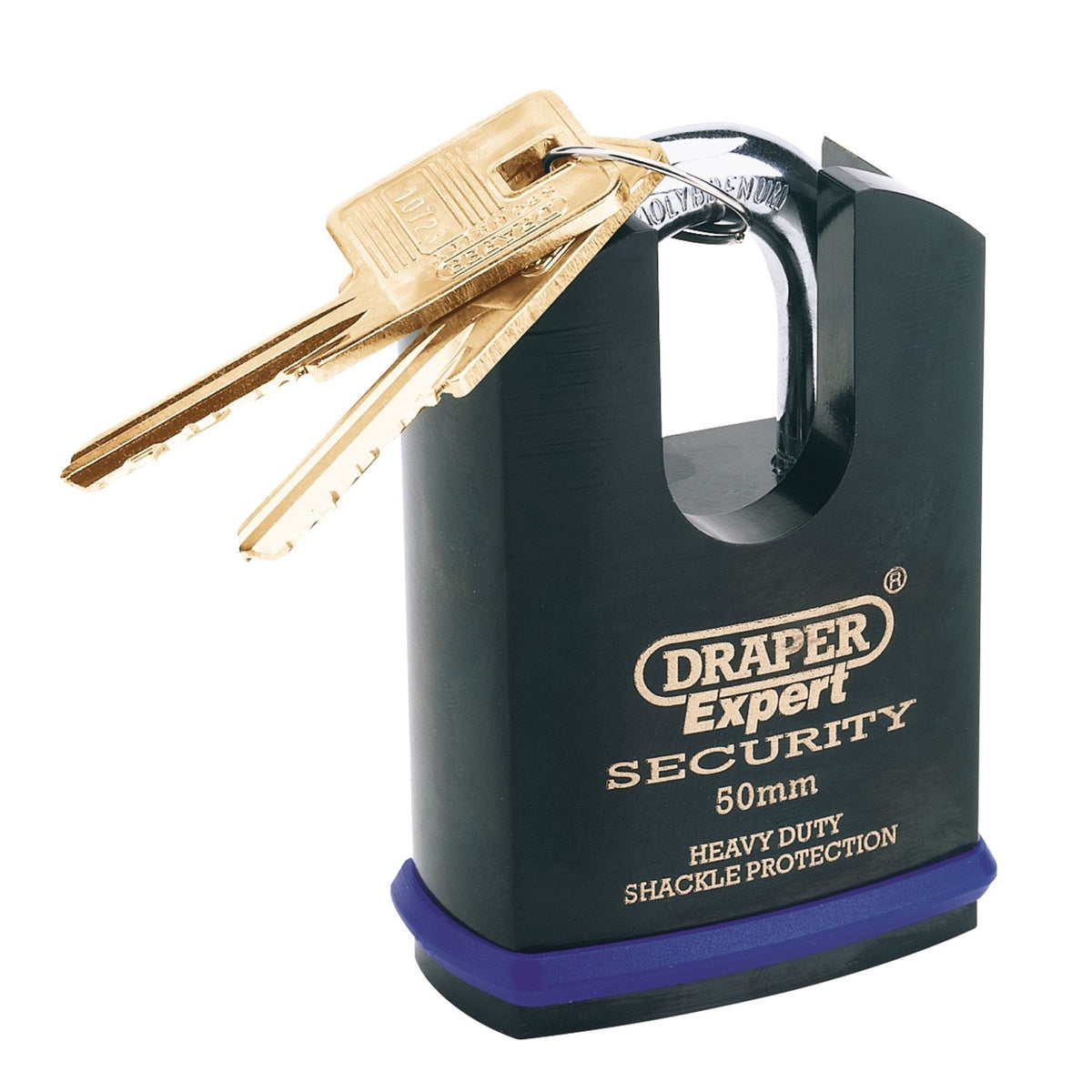 Draper Expert Heavy Duty Padlock and 2 Keys with Shrouded Shackle 50mm 64197 White Rose Tools