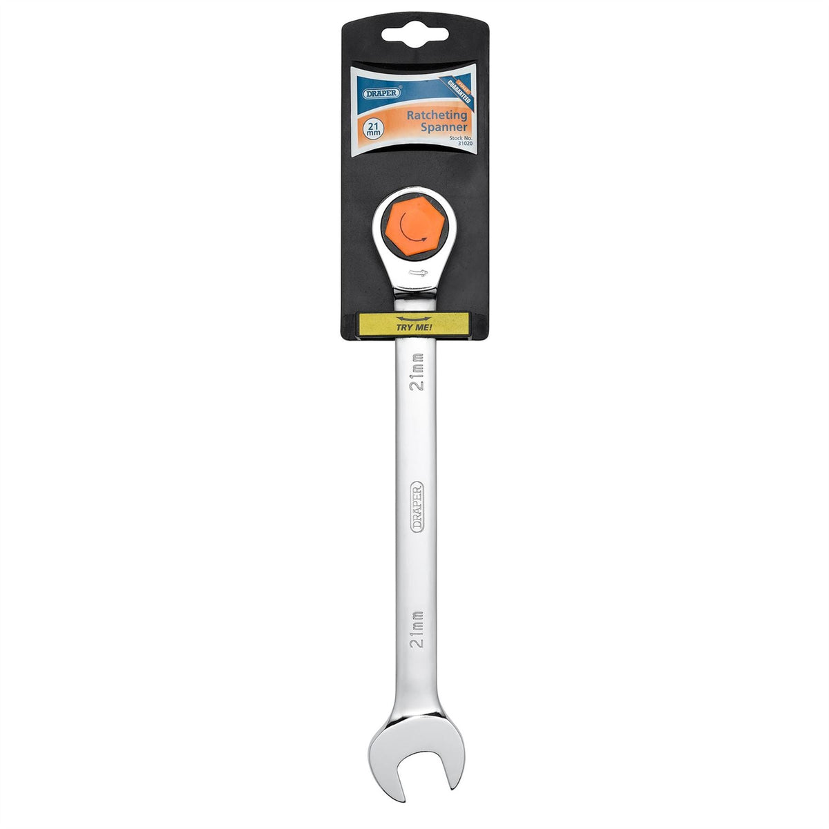 Draper Metric Ratcheting Combination Spanner 21mm 31020 White Rose Tools