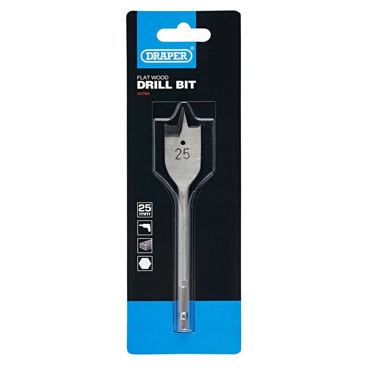 Draper Flat Wood Drill Bit 25 x 152mm 41784 White Rose Tools