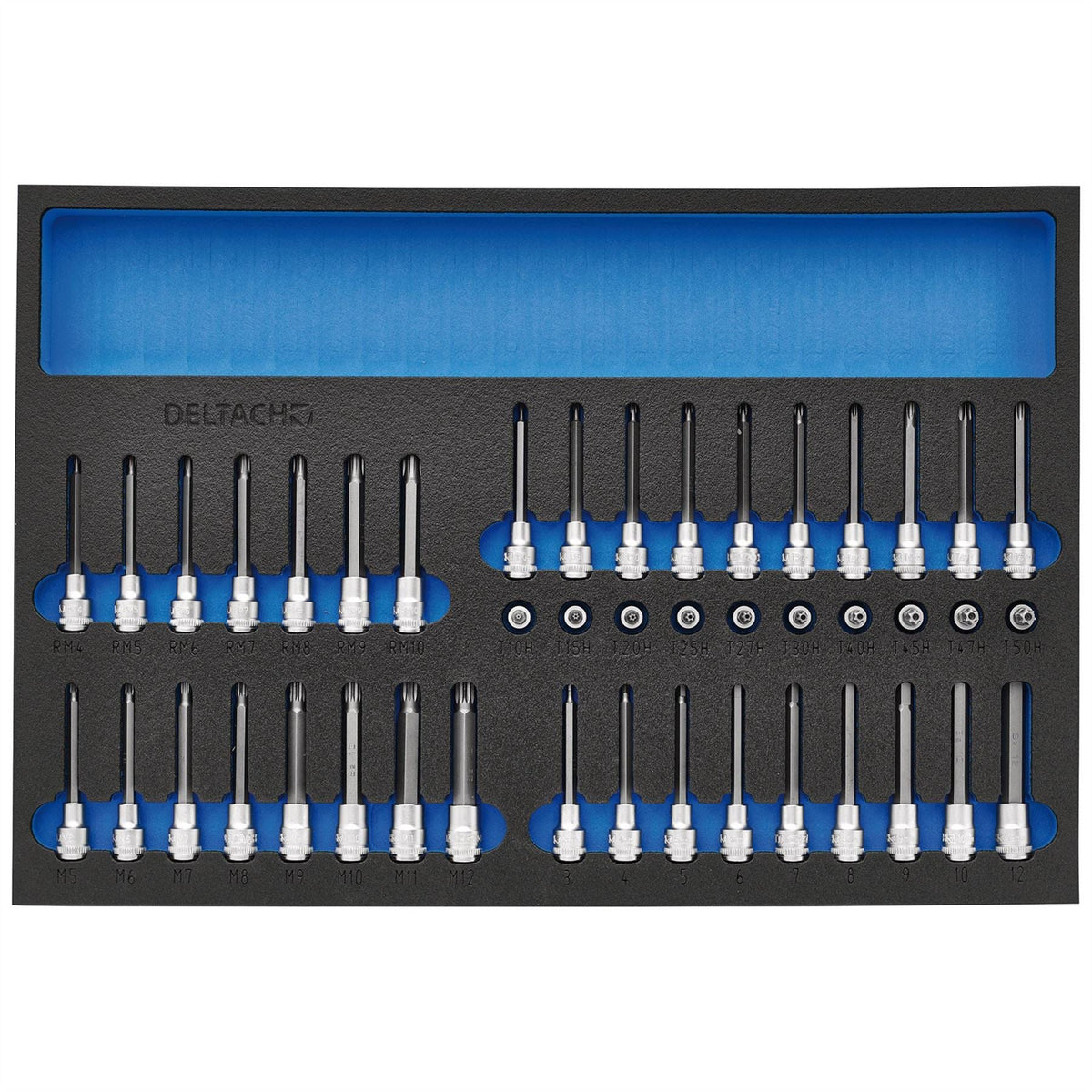 Bunker Resi-Torx Hexagon Multi-Tooth/Spline Ribe Socket Set 3/8" Sq. Dr. in EVA Foam Inlay 29447 White Rose Tools