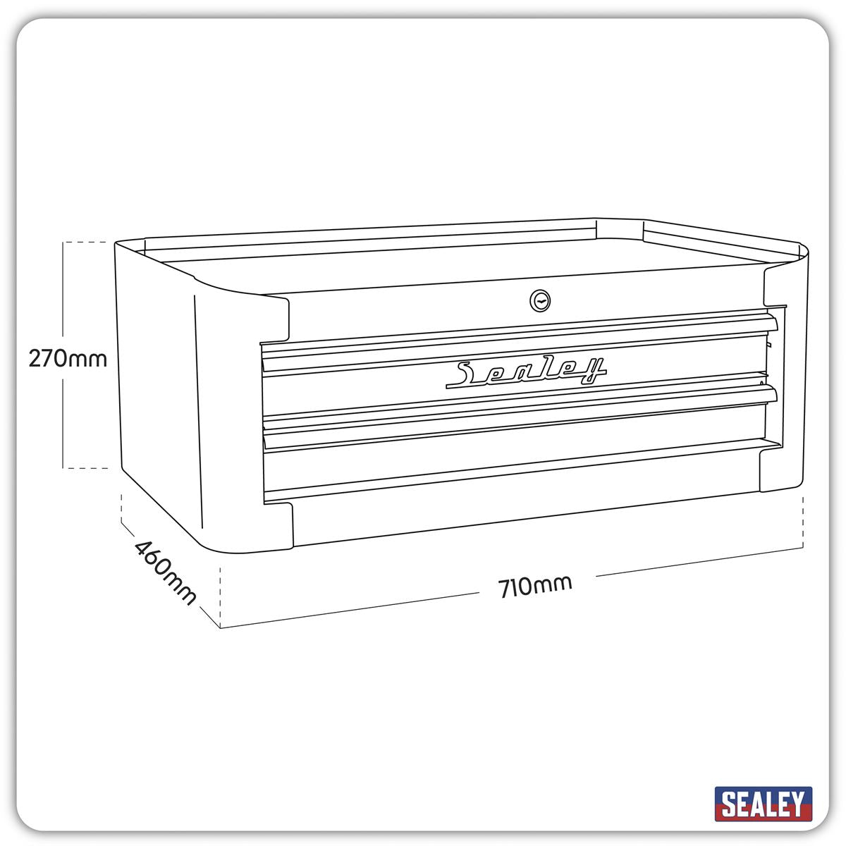 Sealey Premier Mid-Box Tool Chest 2 Drawer Retro Style - Black with Red Anodised Drawer Pulls