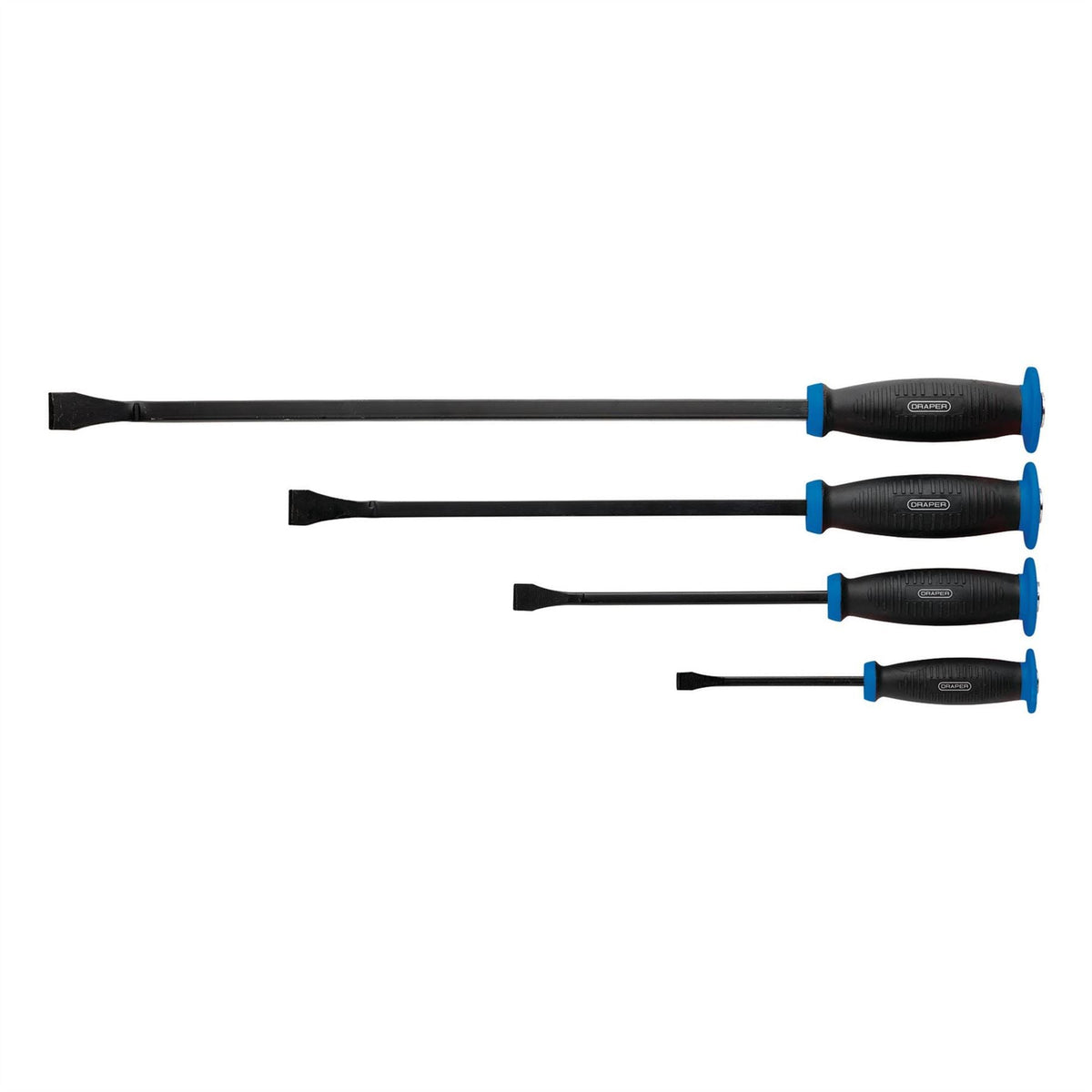 Draper 'Pound Thru' Soft Grip Pry Bar Set with Hand Guard (4 Piece) 08559 White Rose Tools