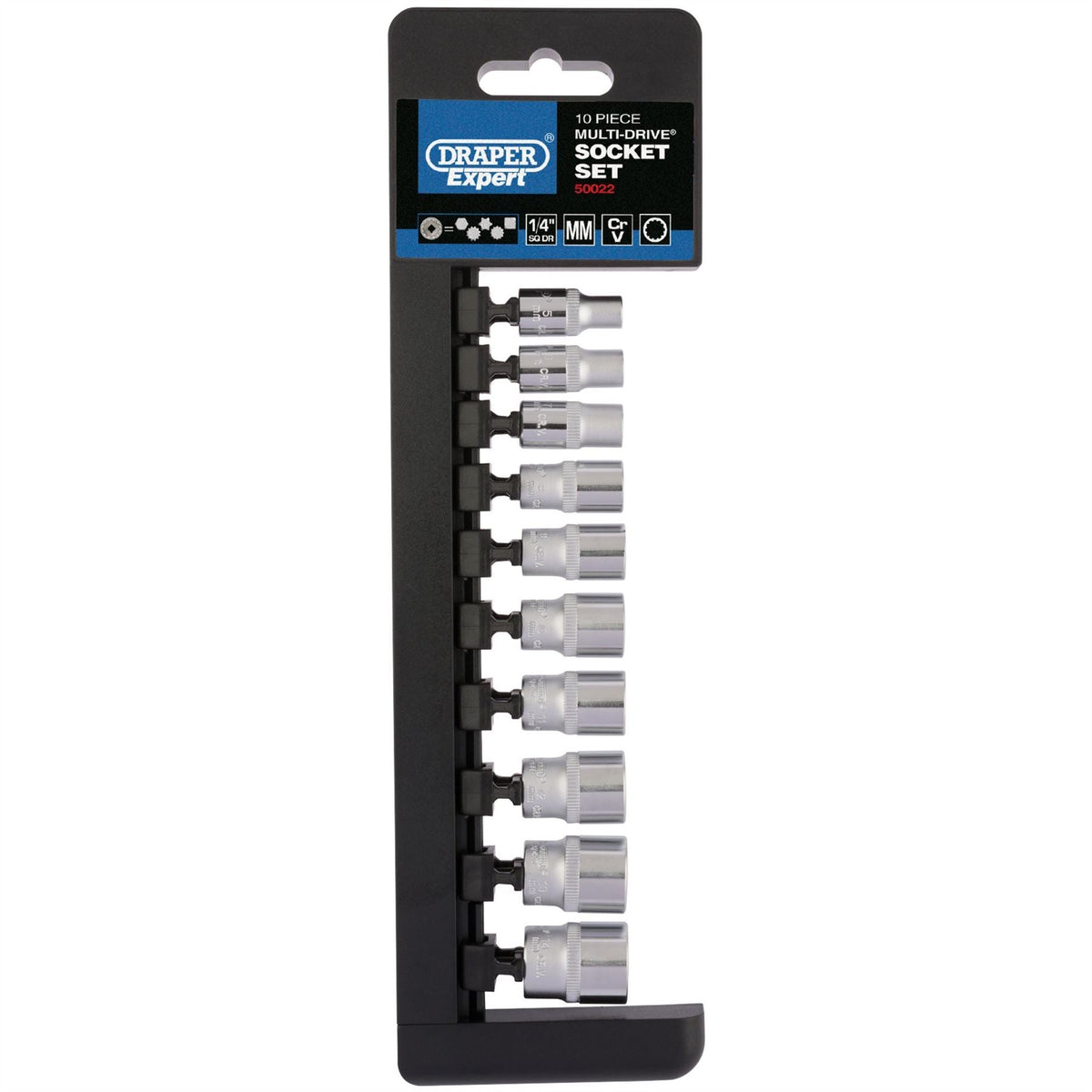 Draper Expert Multi-Drive® Metric Socket Set 1/4" Sq. Dr. (10 Piece) 50022 White Rose Tools