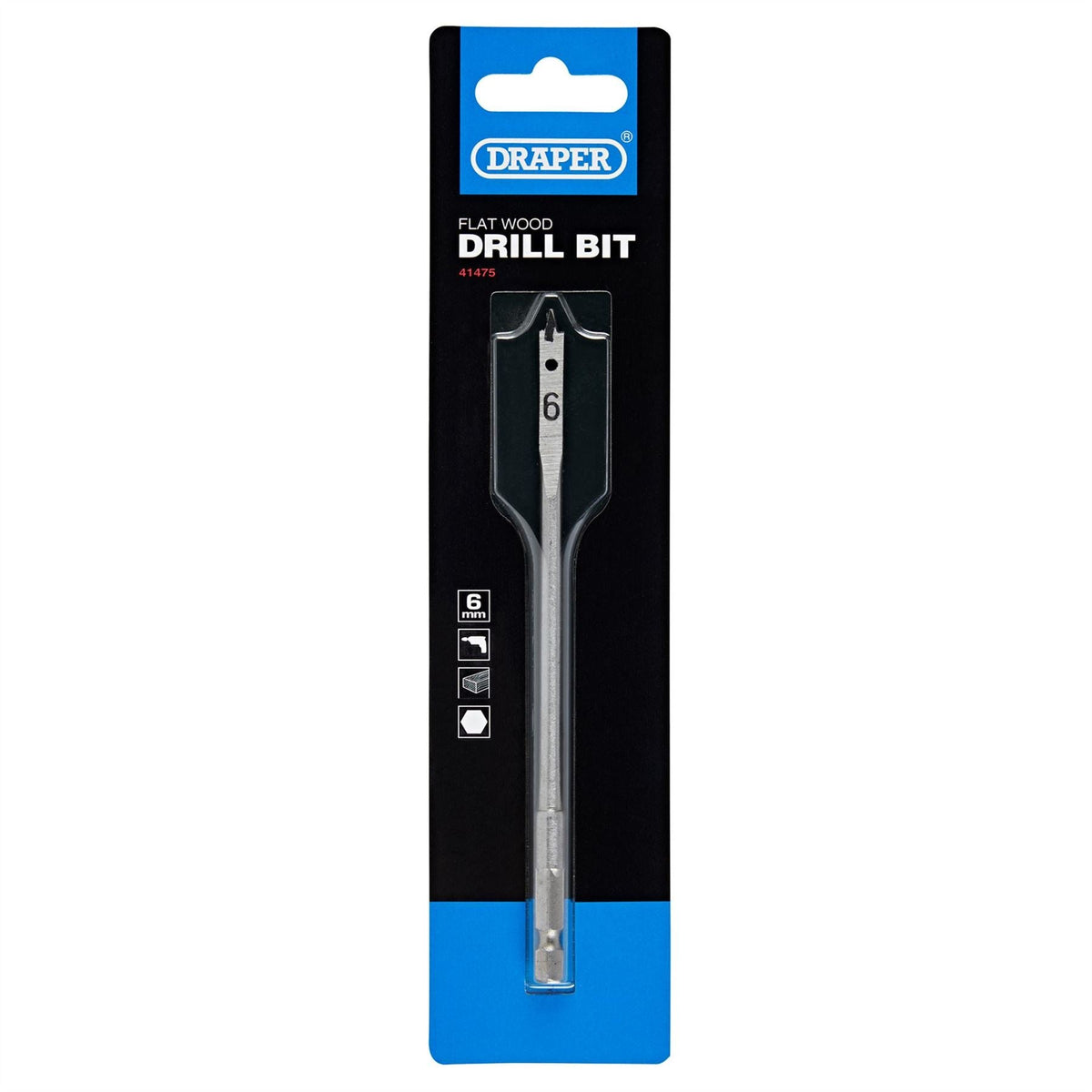 Draper Flat Wood Drill Bit 6 x 152mm 41475 White Rose Tools