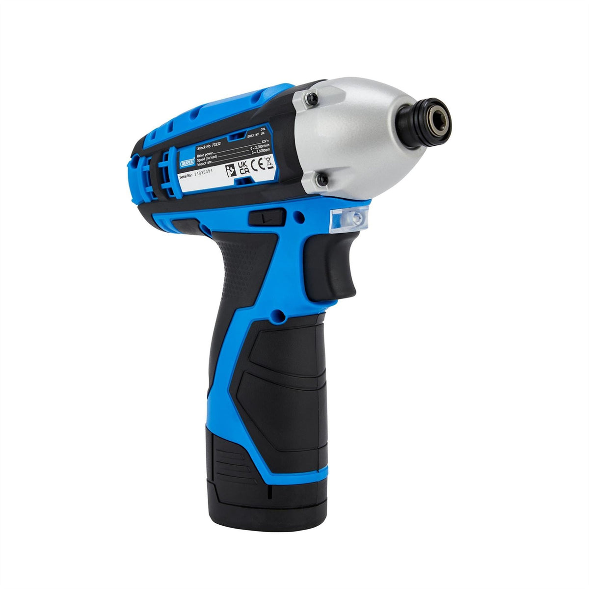 Draper 12V Impact Driver 1/4" Hex. 1 x 1.5Ah Battery 1 x Fast Charger 70332 White Rose Tools