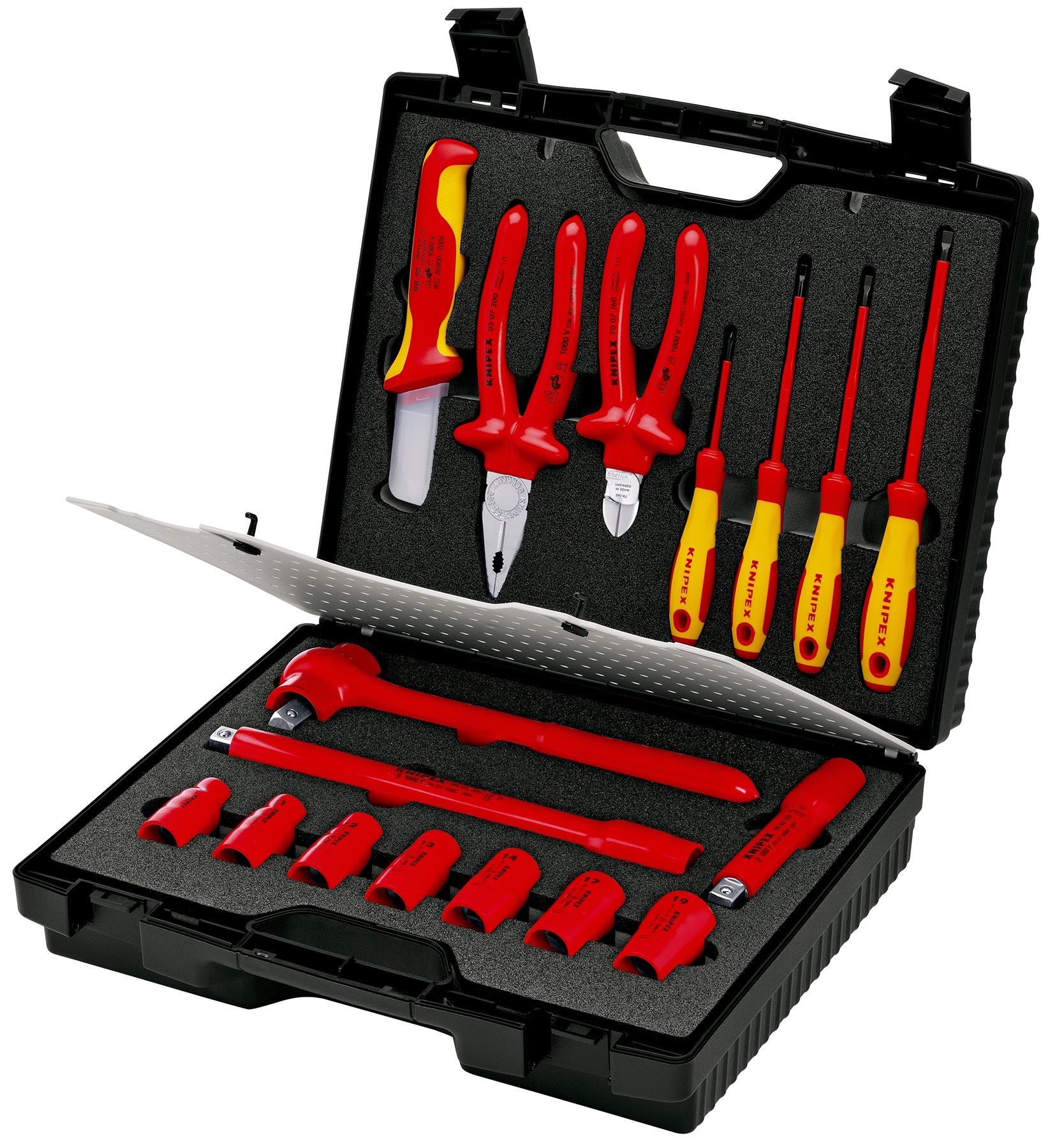 KNIPEX Tool Kit Insulated VDE Compact Tool Case 17 Pieces with Insulated Tool for Electrical Installations 98 99 11