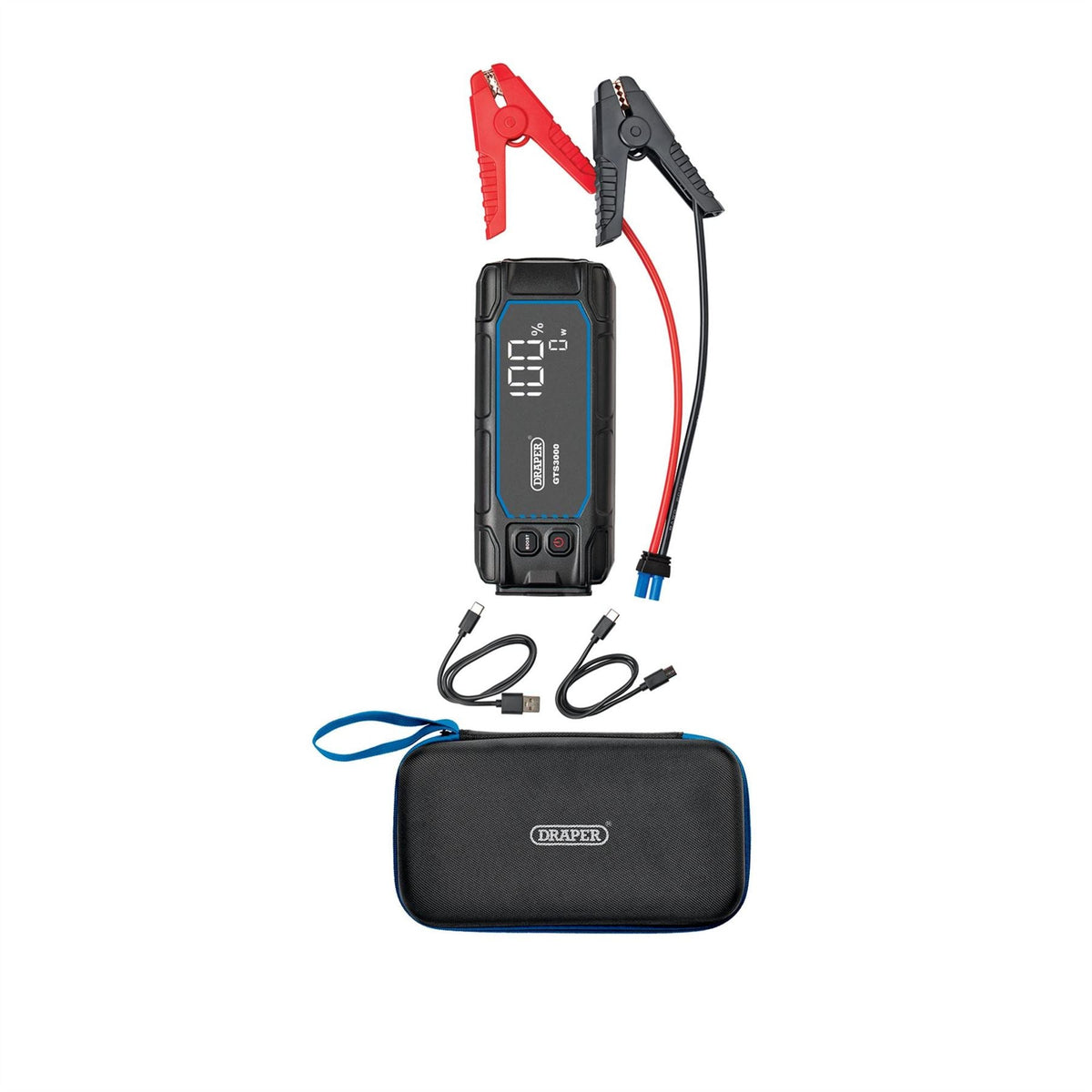 Draper 12V Lithium Jump Starter with Digital Display 3000A 23742 White Rose Tools