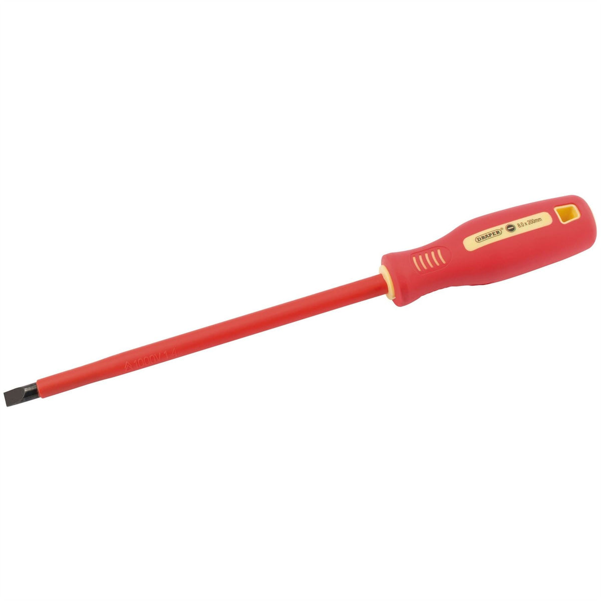 Draper Fully Insulated Plain Slot Screwdriver 8 x 200mm (Sold Loose) 54273 White Rose Tools