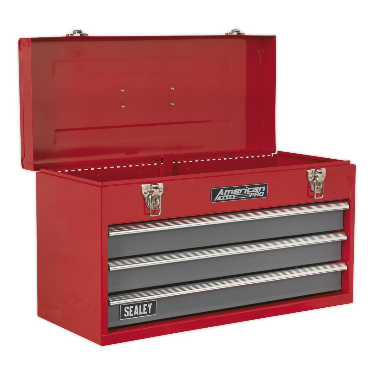 Sealey American Pro Tool Chest 3 Drawer Portable with Ball-Bearing Slides - Red/Grey