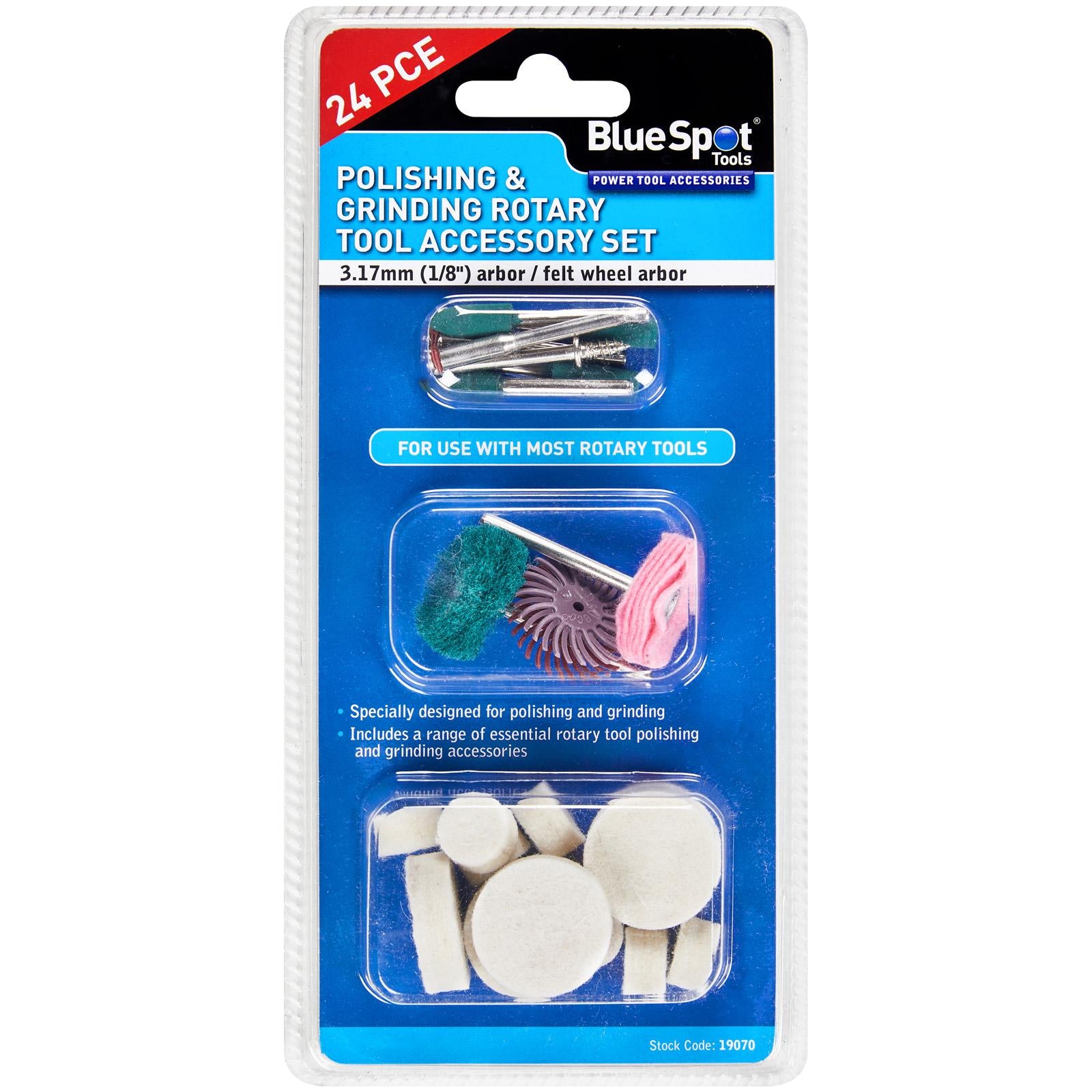 BlueSpot Polishing and Grinding Rotary Tool Accessory Set 24 Piece