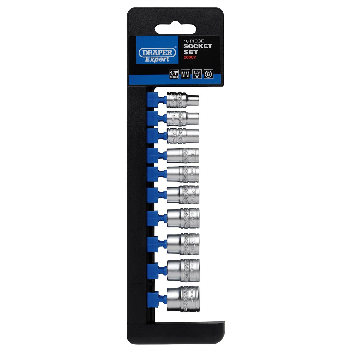 Draper Expert Metric Socket Set 1/4" Sq. Dr. (10 Piece) 50067 White Rose Tools
