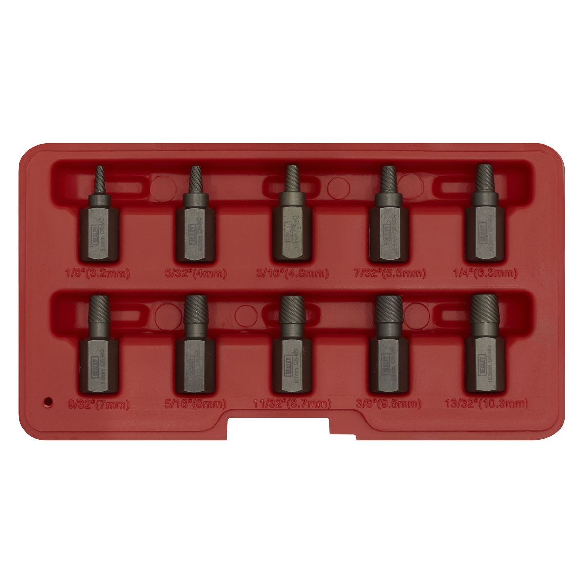 Sealey 10 Piece Multi Spline Screw Extractor Set Broken Stud Bolt Removal Hex Head