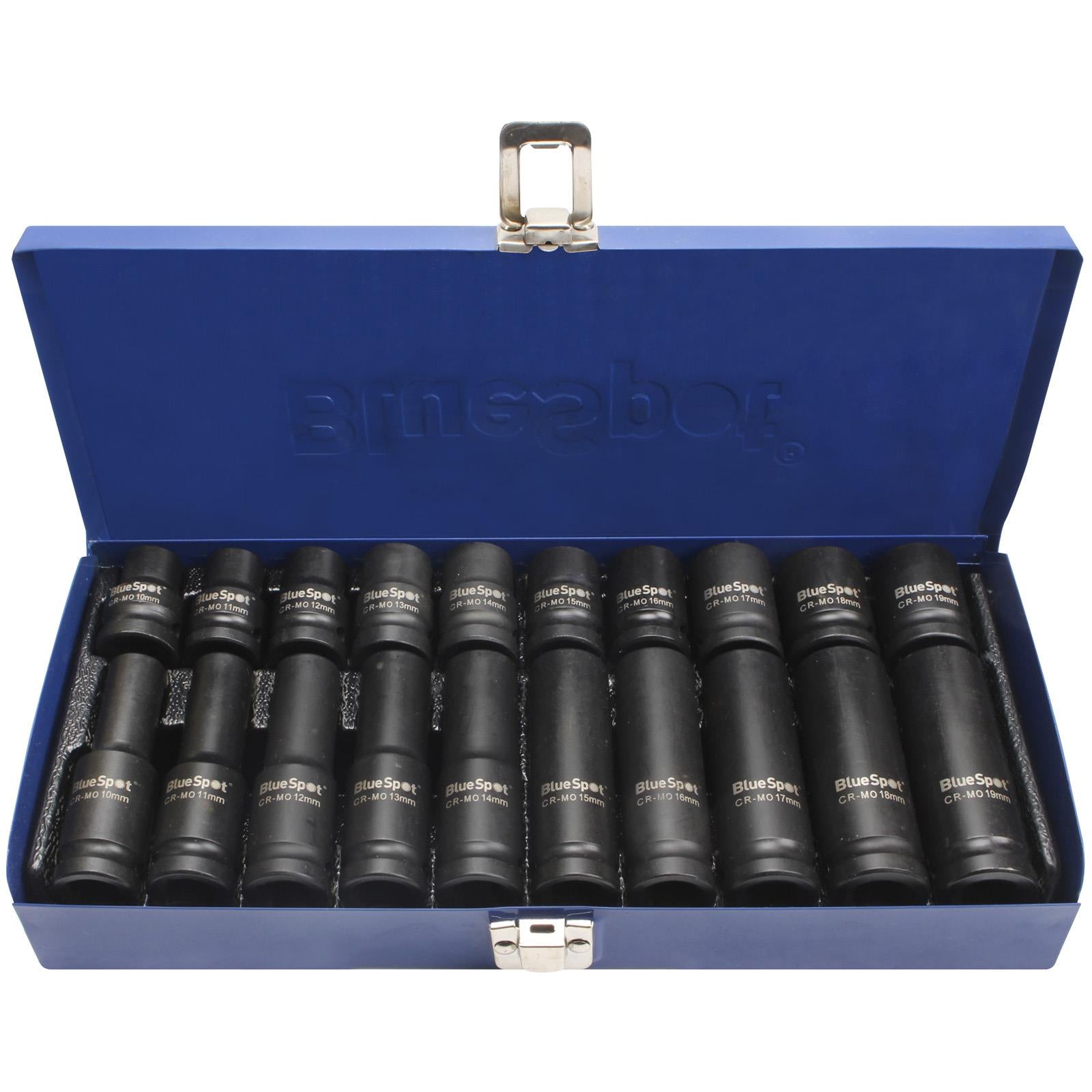BlueSpot Impact Socket Set Shallow Deep 1/2" Drive 10-19mm 20 Piece
