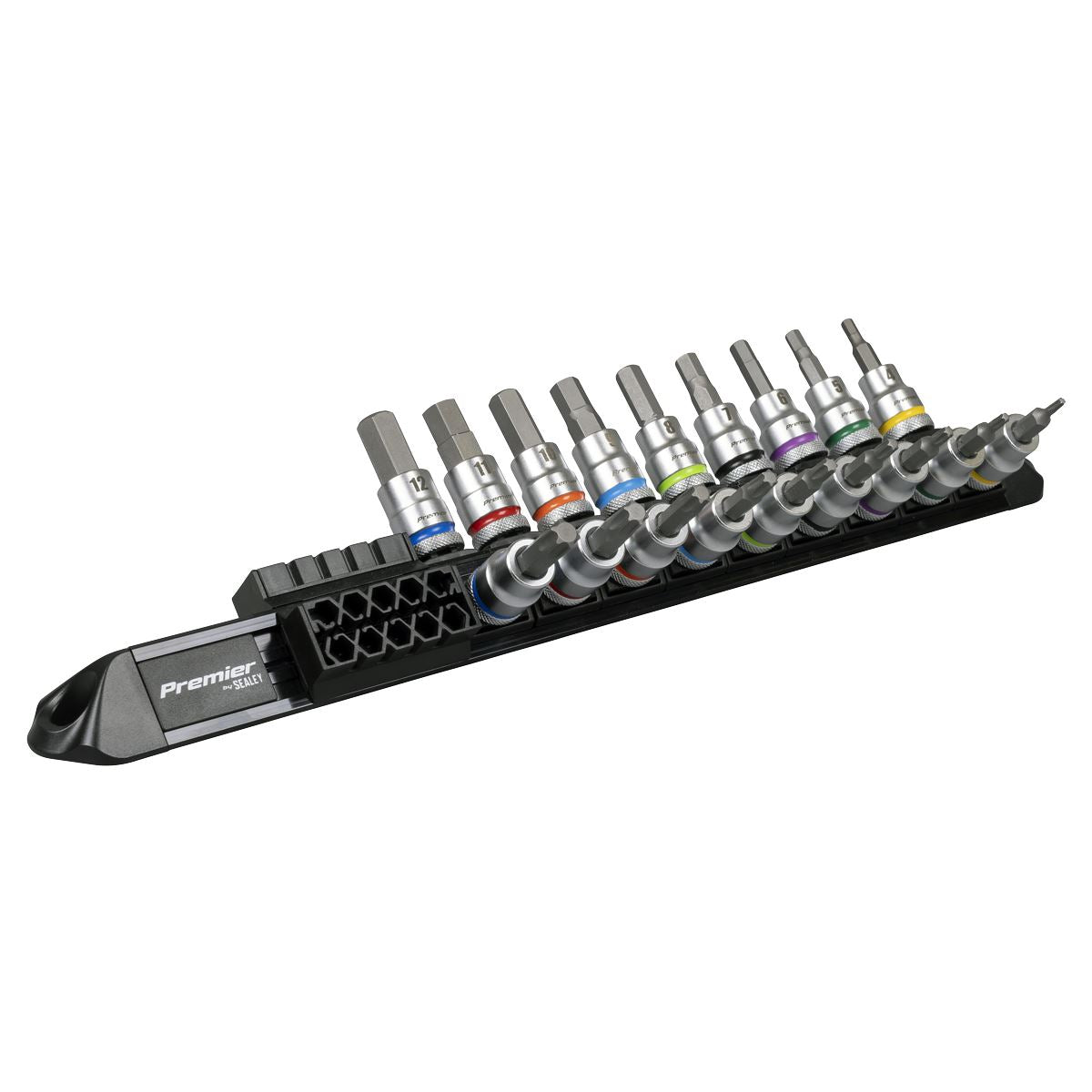 Sealey Premier Platinum Series Hex & TRX-Star* Socket Bit Set 3/8"Sq Drive 18pc White Rose Tools