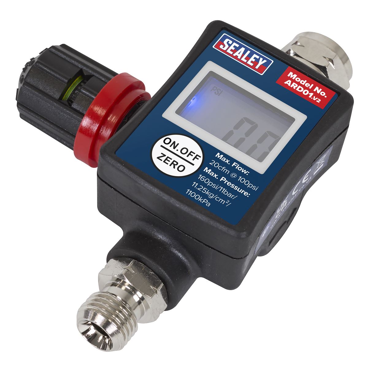 Sealey On Gun Digital Air Pressure Regulator Gauge Spray Tool LED Display