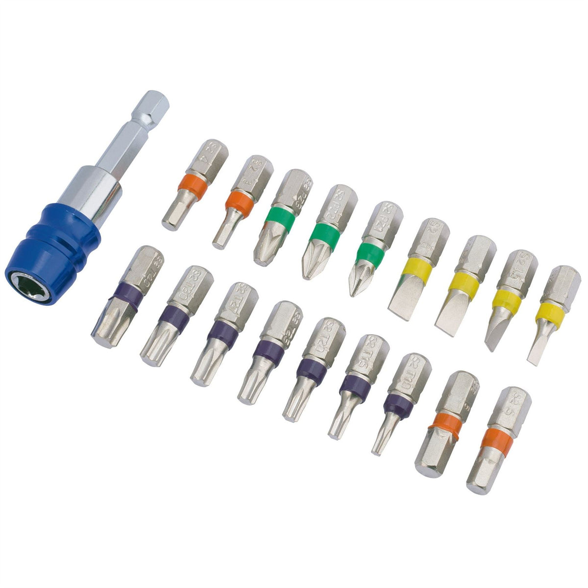 Draper Expert Coloured Screwdriver Bit Set (19 Piece) 82402 White Rose Tools