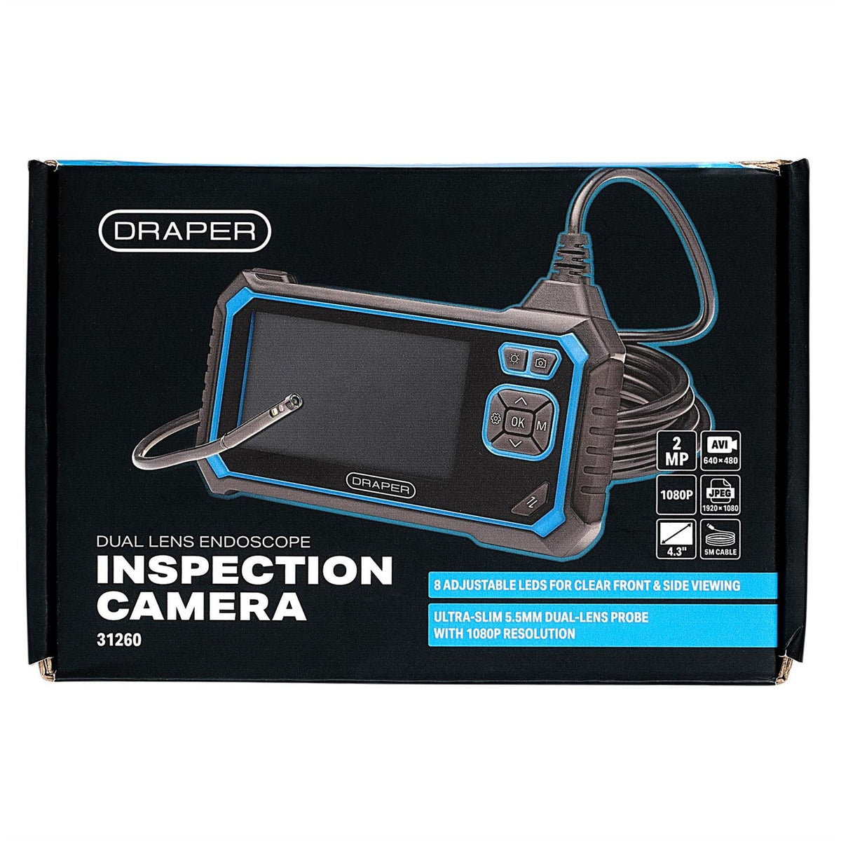 Draper Dual Lens Endoscope Inspection Camera 31260 White Rose Tools