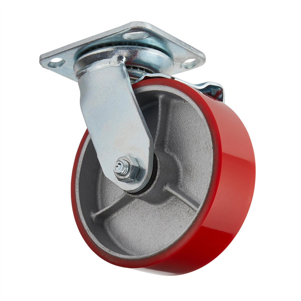 Draper Swivel Plate Fixing Heavy Duty Polyurethane Wheel with Brake 160mm Diameter S.W.L. 400kg 65530 White Rose Tools