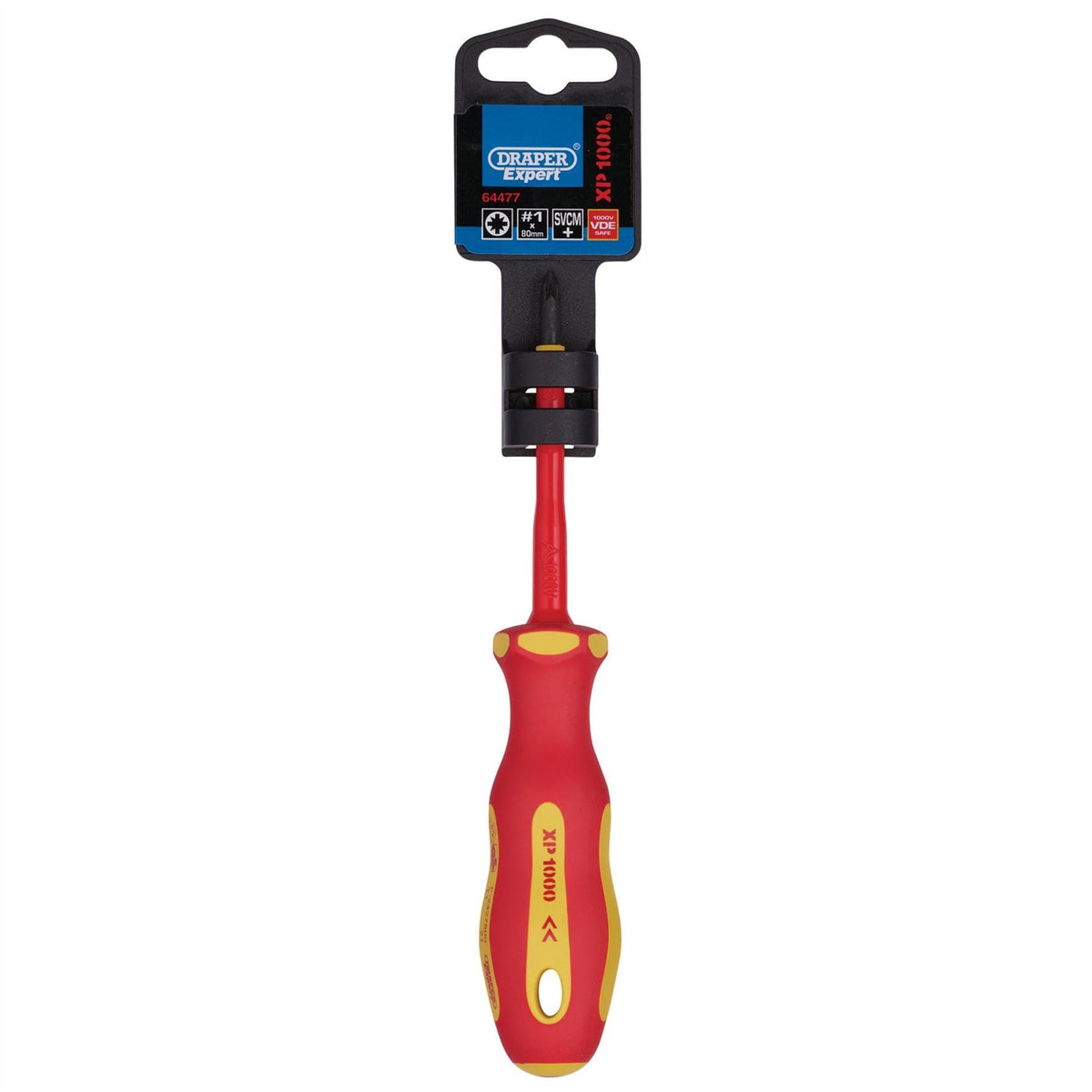 Draper XP1000 VDE PZ Type Screwdriver No.1 x 80mm 64477 White Rose Tools