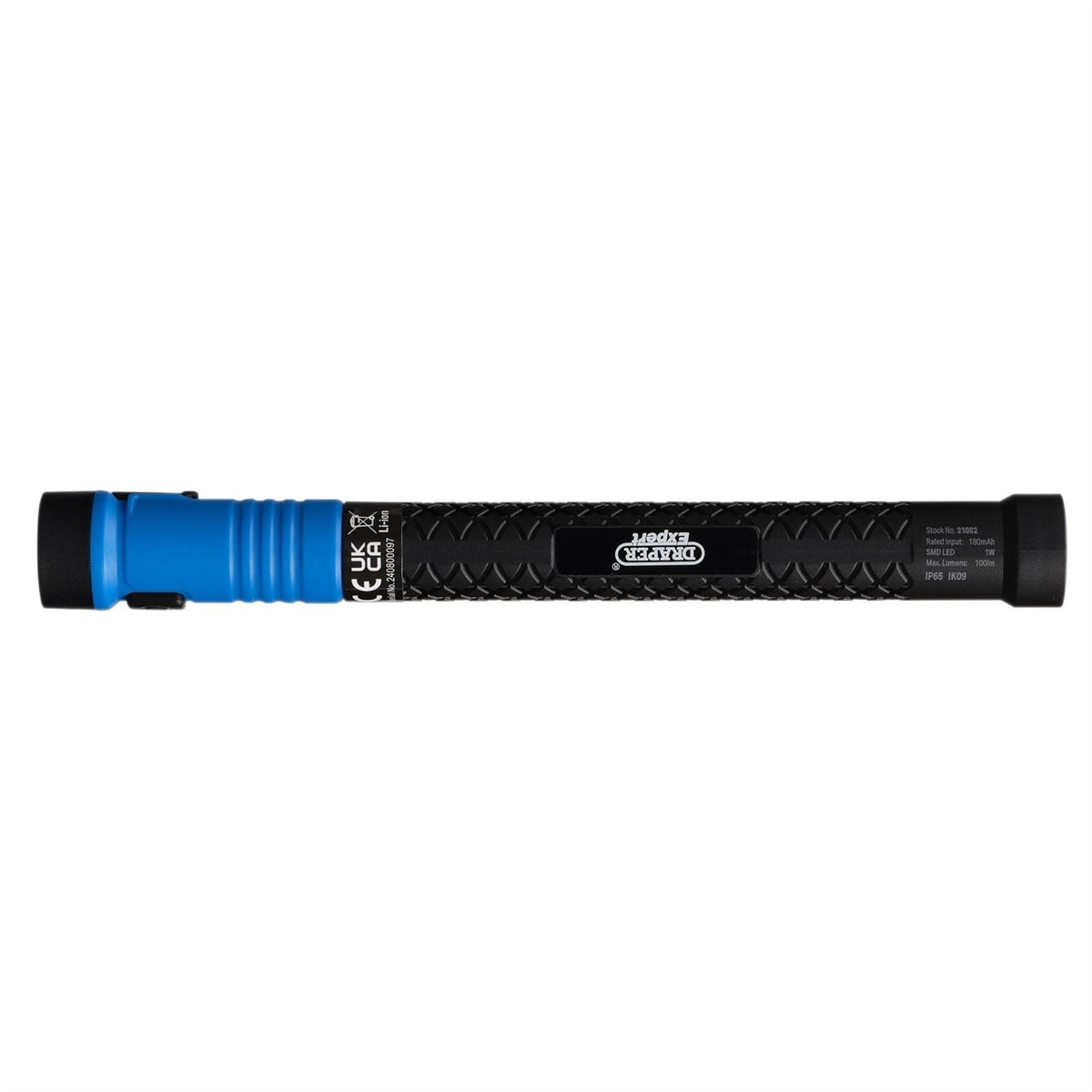 Draper Expert SMD LED USB Rechargeable Telescopic Torch with Magnetic Pickup 1W 100 Lumens USB-C Cable Supplied 31082 White Rose Tools