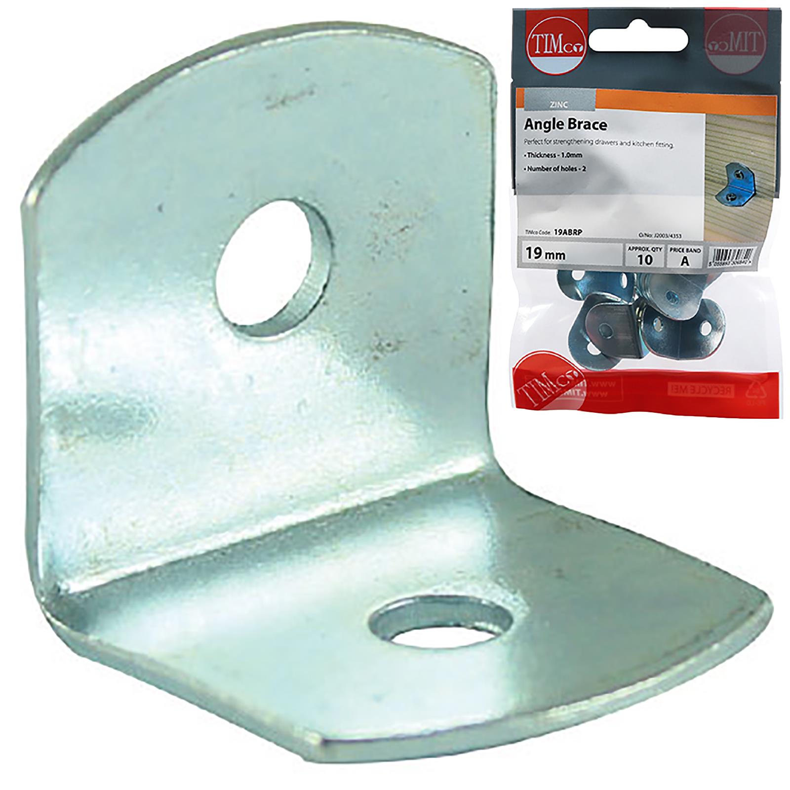 TIMCO Angled Brace for 90 Degree Joists Zinc Plated Steel 19 x 19 x 19mm 10 Pack TIMpac