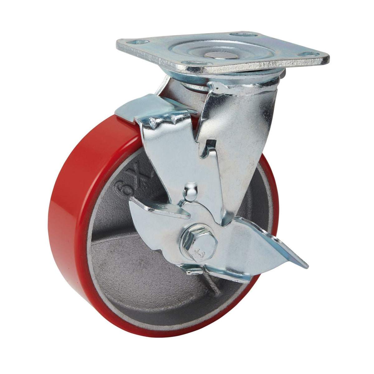 Draper Swivel Plate Fixing Heavy Duty Polyurethane Wheel with Brake 160mm Diameter S.W.L. 400kg 65530 White Rose Tools