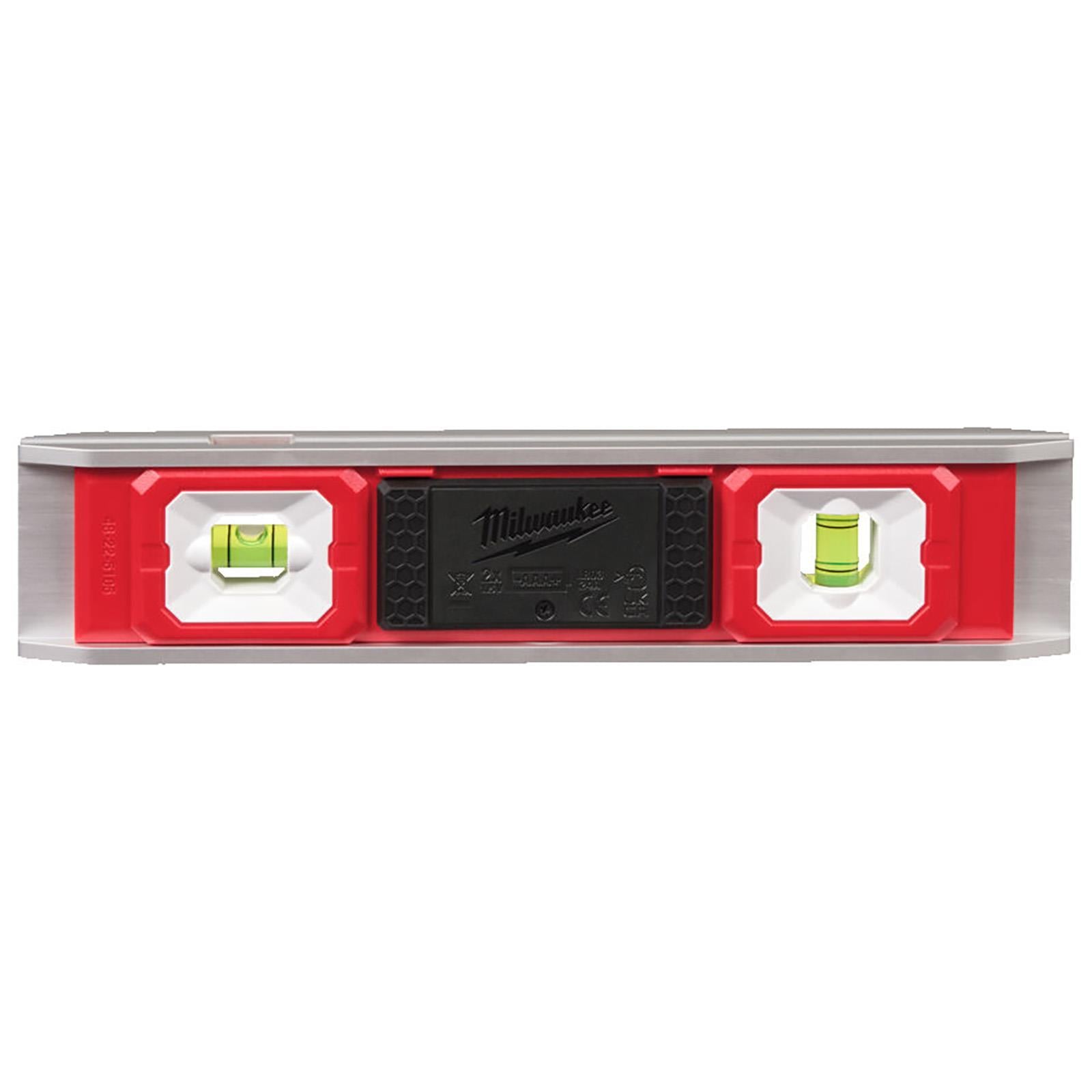 Milwaukee 23cm LED Torpedo Spirit Level Magnetic Hi-Vis Vials Slim Aluminium Frame Measuring