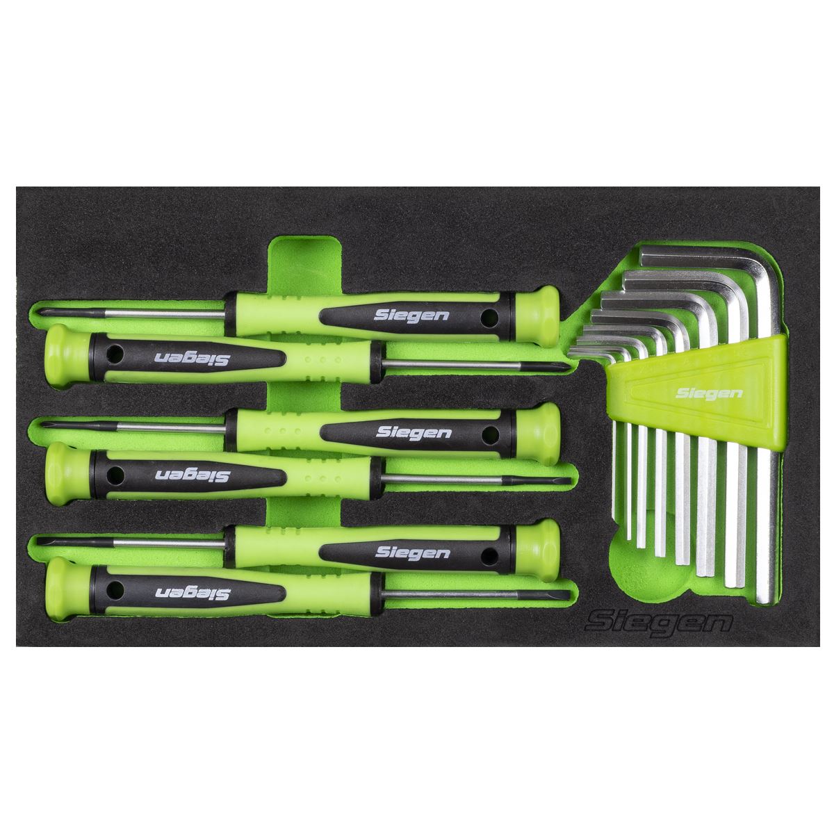 Siegen by Sealey Mini Toolbox 2 Drawer with 111pc Tool Kit - Green White Rose Tools